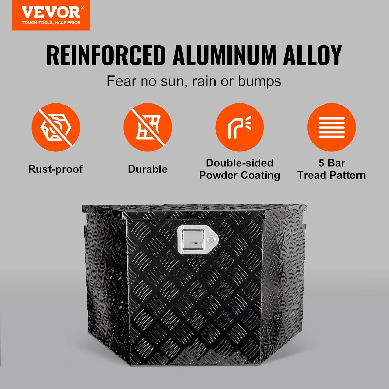 VEVOR Trailer Tongue Box, Heavy Duty Trailer Tongue Tool Box Storage Organizer with Lock & Keys, Utility Tool Chest for Pickup Truck Bed, RV, SUV, Off-Road Vehicle, Aluminum, 39