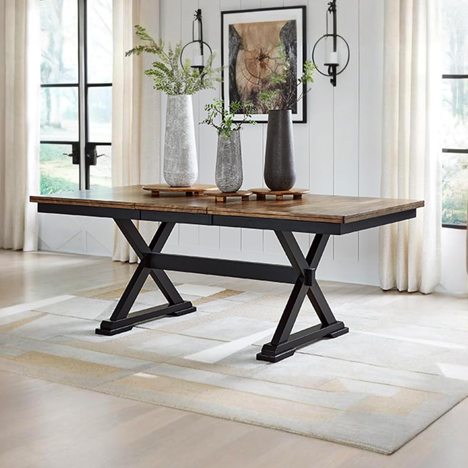 Signature Design by Ashley Wildenauer Dining Extension Table, Self-Storing Butterfly Leaf, Seats 8, Hardwood Solids, 40