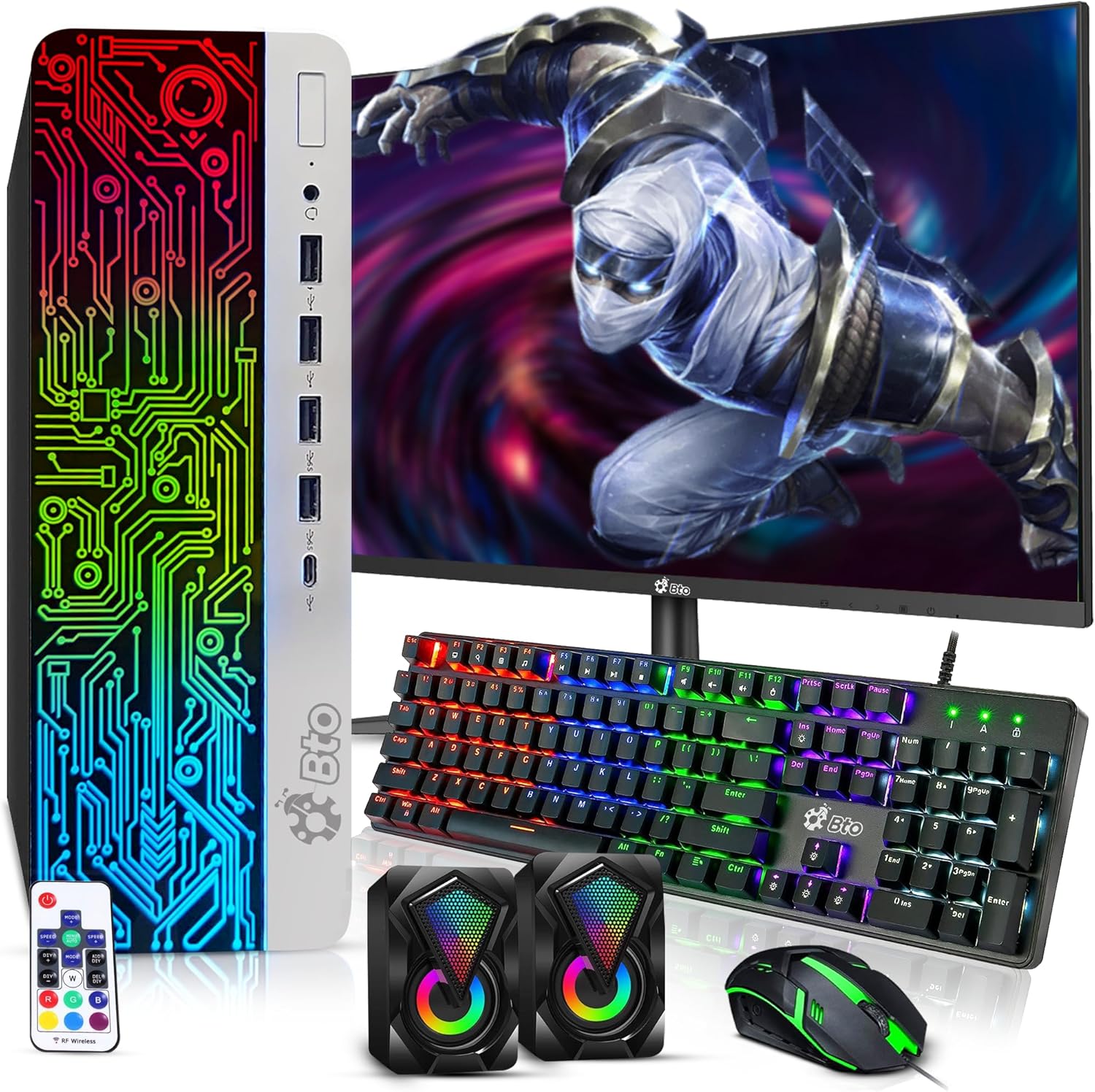 HP G3 RGB Gaming Desktop PC – Intel i7 6th Gen Processor – 16GB Ram – 1TB SSD – NVIDIA GeForce GTX 1050 Ti DDR5 – New 24 inch Monitor – Wi-Fi – Windows 11 Pro – Computer Tower for PC Gamer (Renewed)