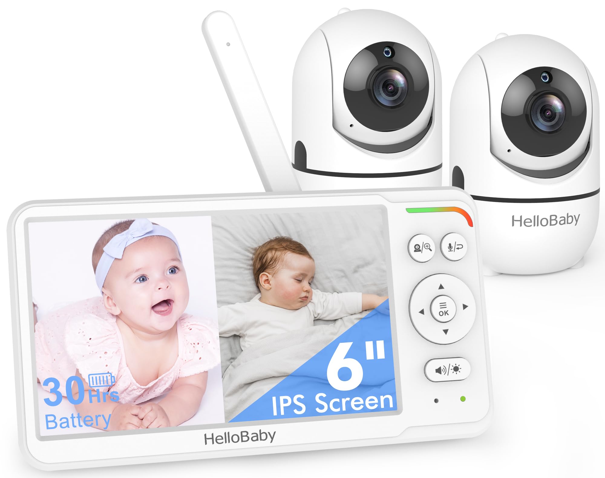 HELLOBABY Baby Monitor with 2 Cameras & 6