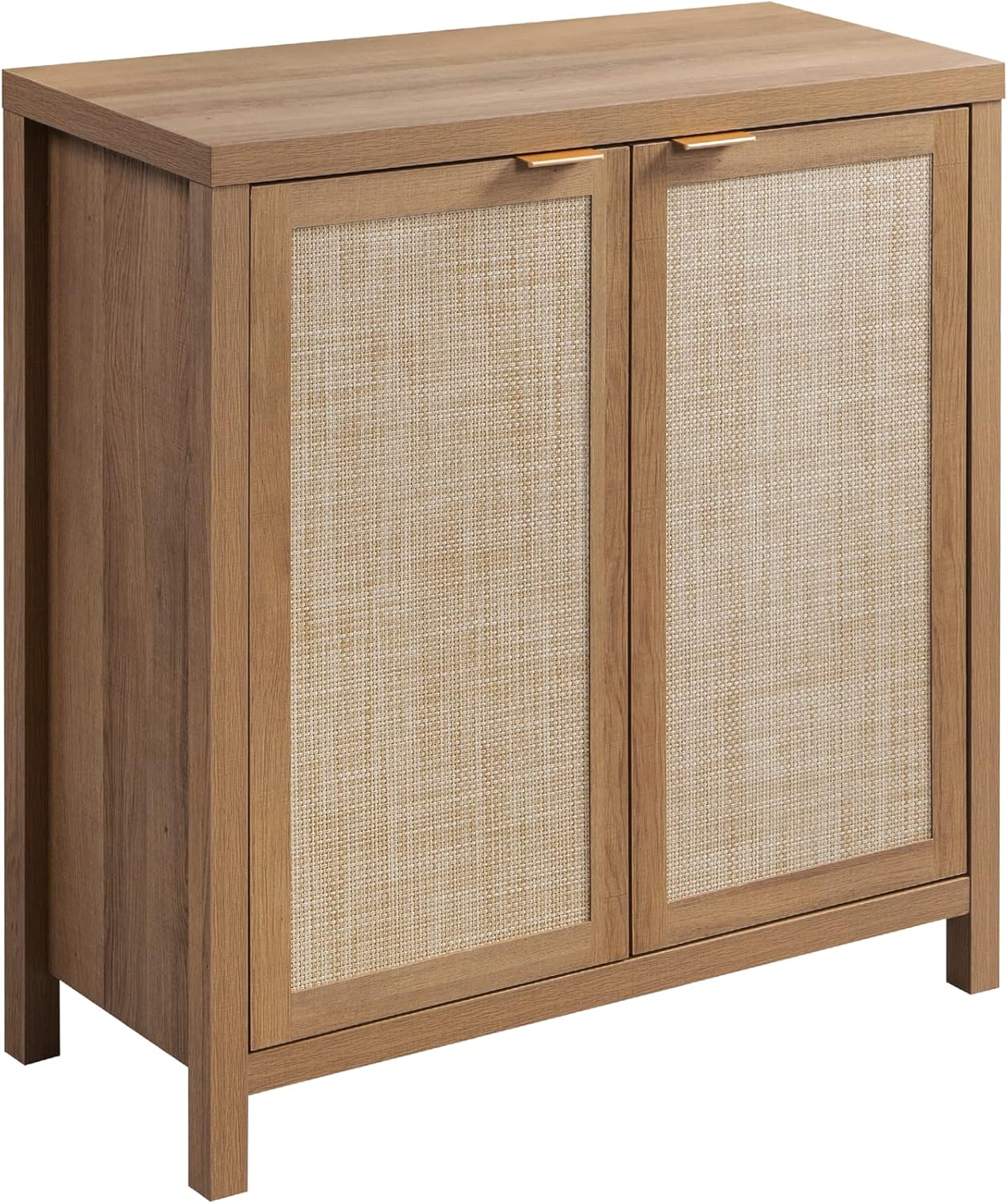SICOTAS Sideboard Buffet Cabinet with Large Storage - Boho Rattan Credenza Coffee Bar Cabinets with Adjustable Shelves, Buffet Console Table for Kitchen Living Room Hallway - Oak