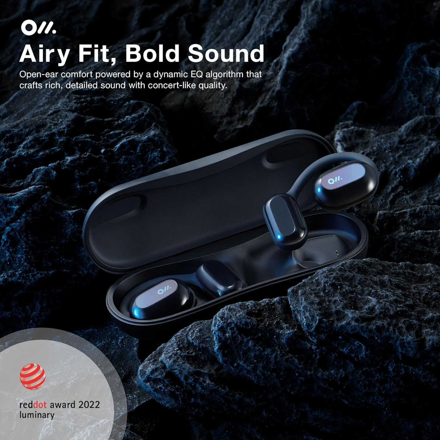 Oladance OWS2 Open Ear Wireless Headphones, Memory Titanium Frame, Virtual Bass 2.0, 16.5mm Drivers, 19H Battery, IPX4 Waterproof, Touch Controls, Bluetooth 5.3, Multi-Point Pairing (Blue)
