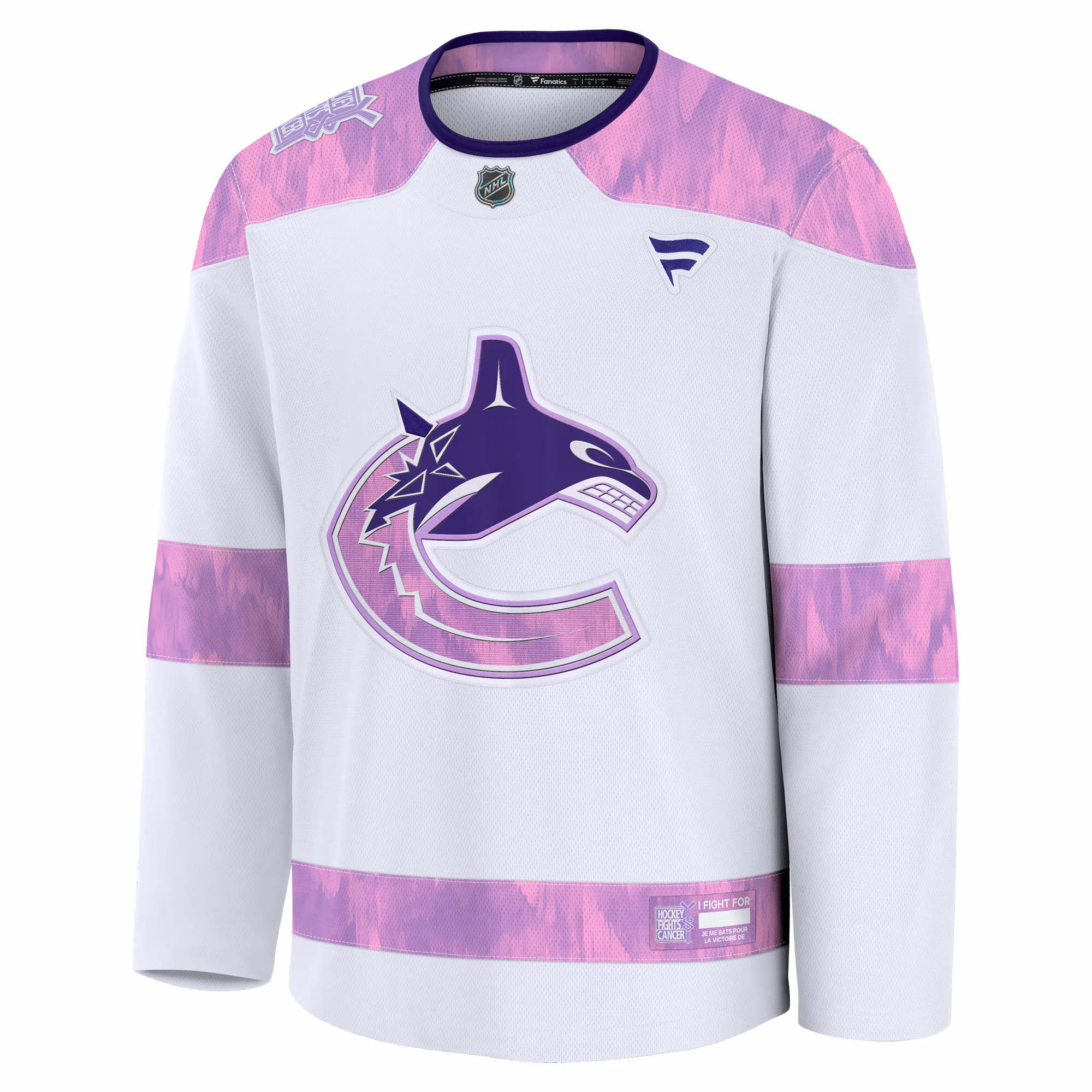 Vancouver Canucks Fanatics Hockey Fights Cancer Survivor Practice Jersey - White