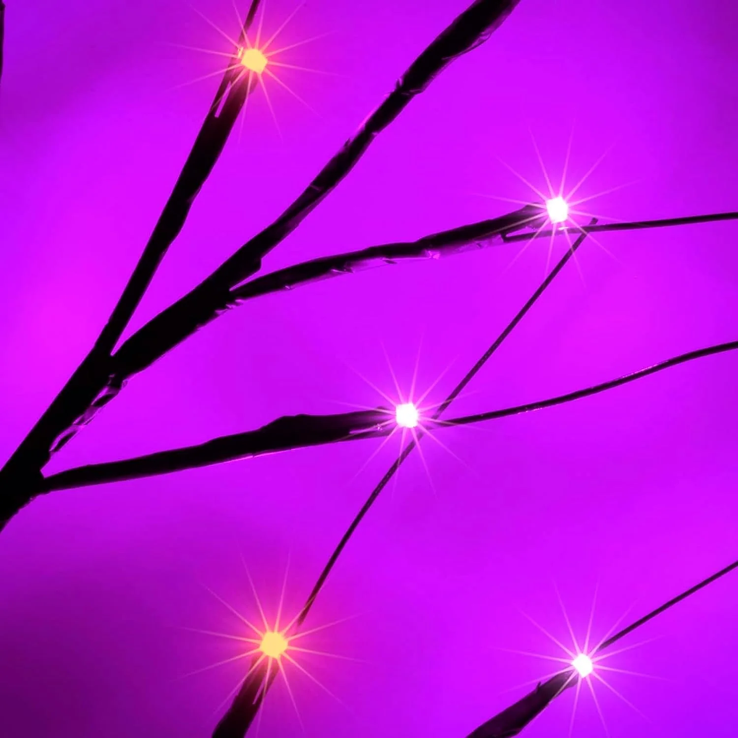 Set of 3 Glowing Black Halloween Trees with 96 LED Lights