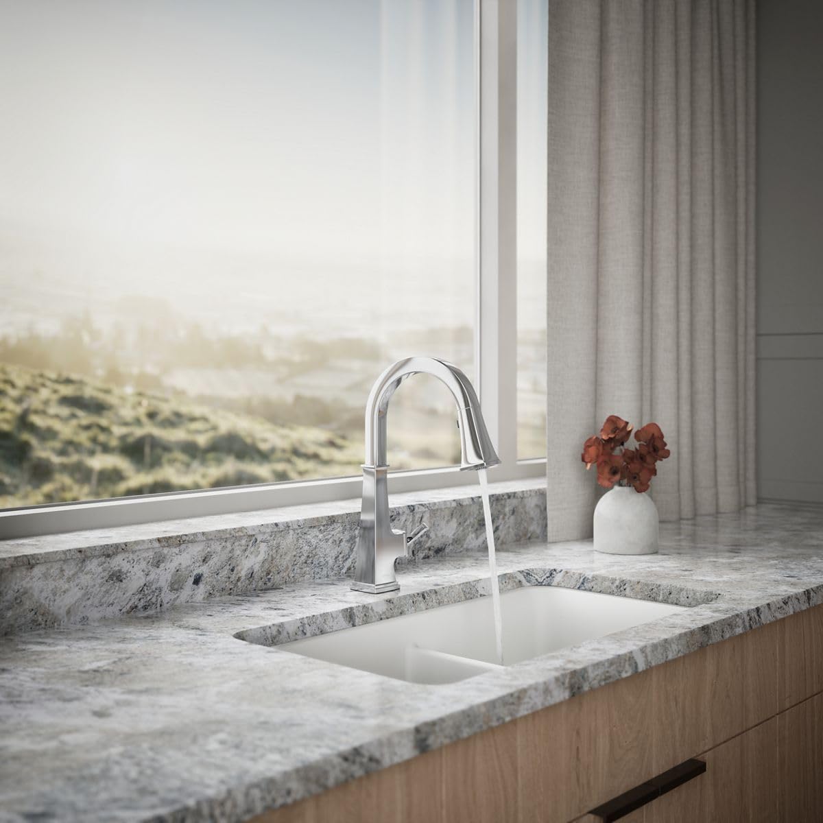 Kohler 23832-WB-CP Riff Voice-Activated Sink, Touchless Kitchen Faucet with Pull Down Sprayer, Polished Chrome