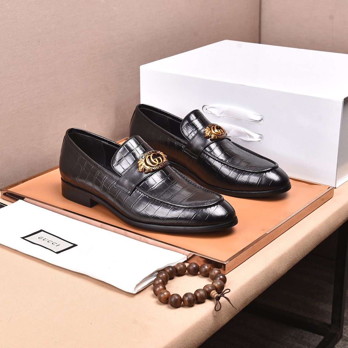 Gucci men's leather shoes-31