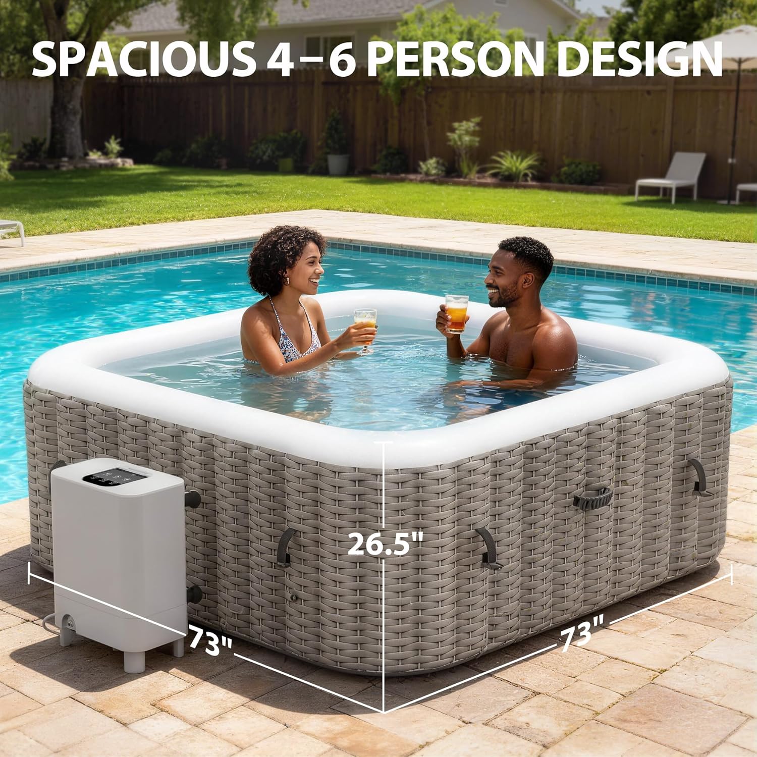 Inflatable Hot Tub, 4-6 Person, 73