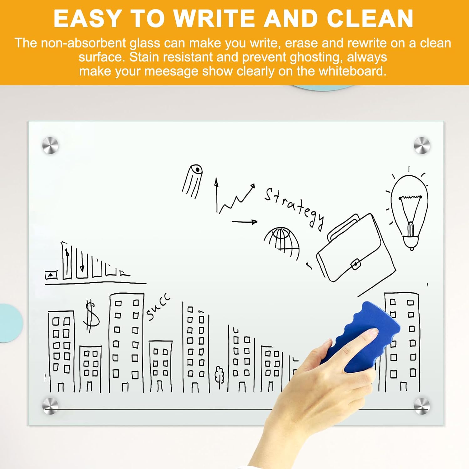 H-Qprobd Dry Erase White Board for Wall 72