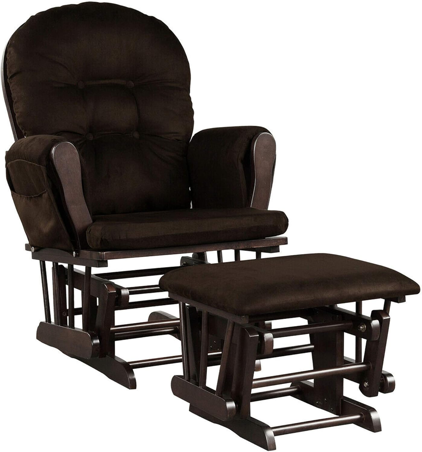 DORTALA Baby Glider Rocker with Ottoman, Multi-Position Glider with Cleanable Upholstered, Smooth Rocking Motion, Nursery Glider & Ottoman Sets for Nursing Baby, Reading, Brown