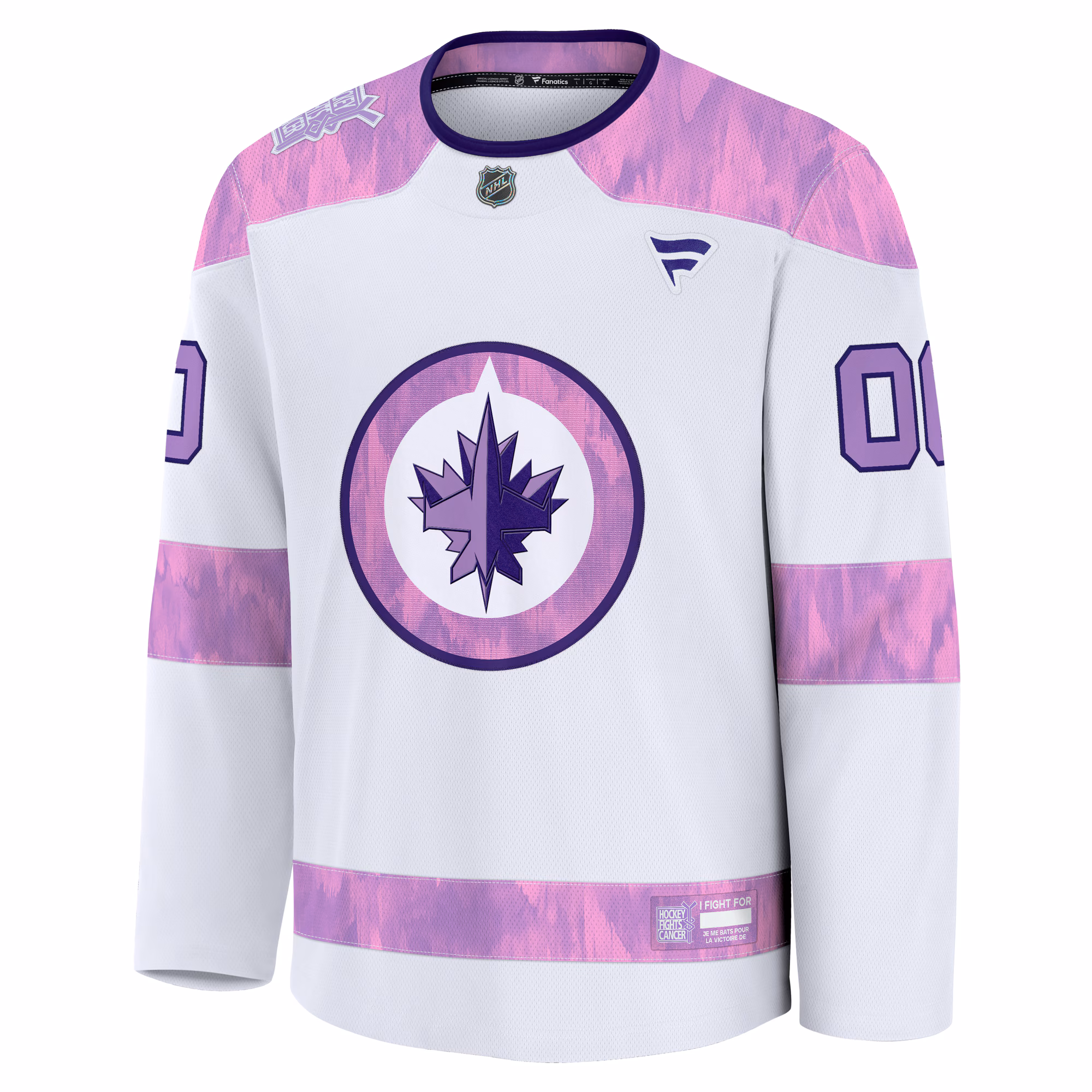 Winnipeg Jets Fanatics 2024 Hockey Fights Cancer Custom Practice Jersey - White