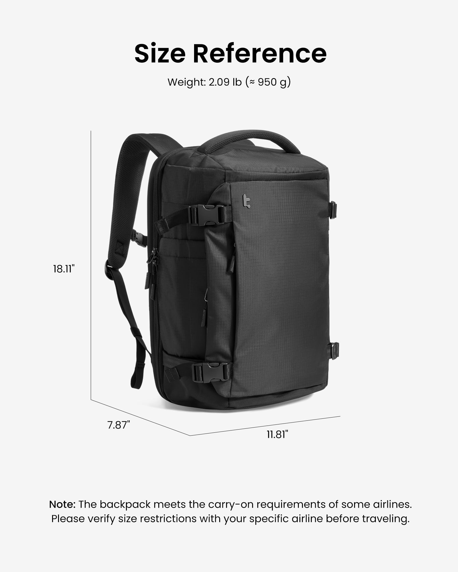 TOMTOC Travel Backpack 28L - TSA Friendly Lightweight Rucksack