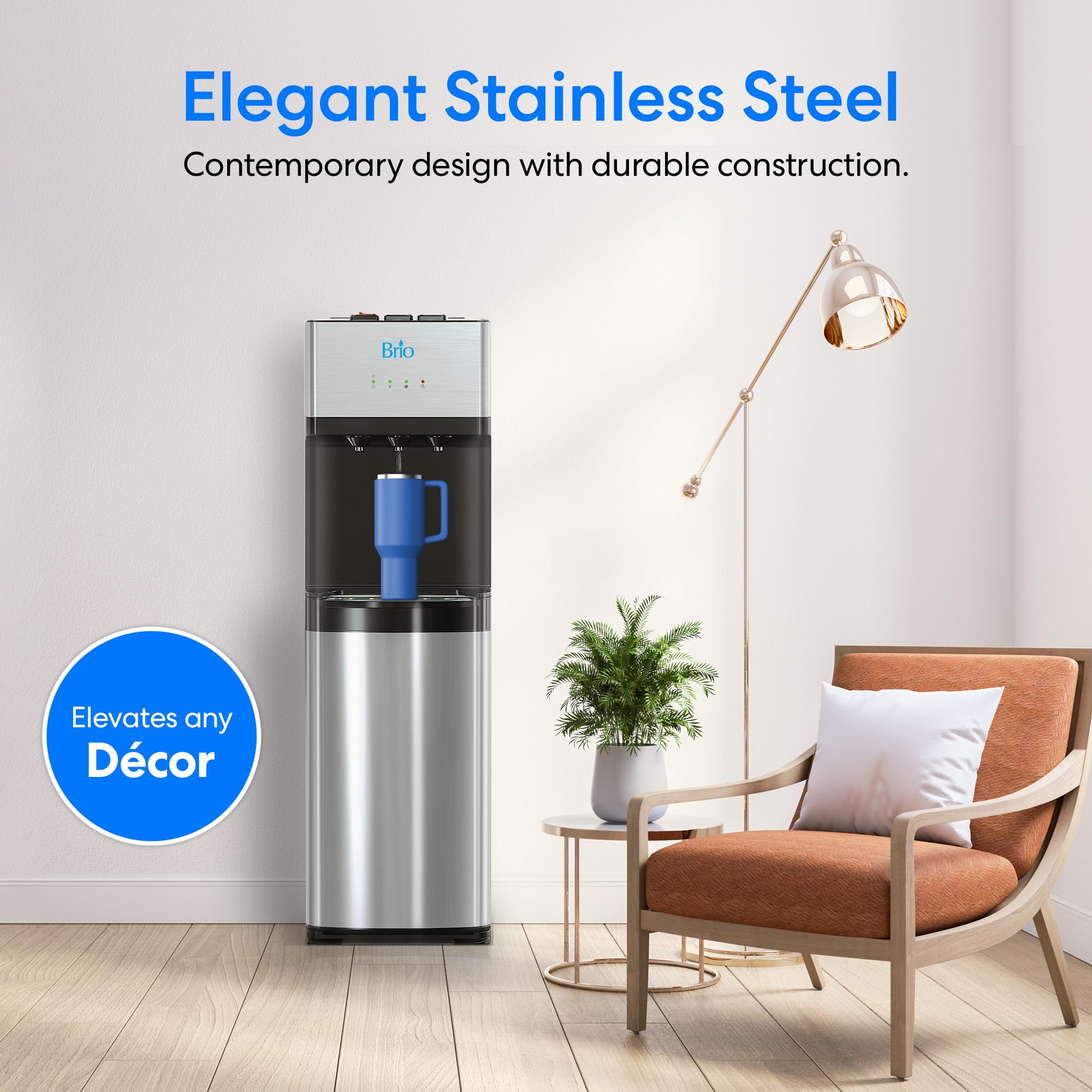BRIO Self-Cleaning Bottom Loading Water Dispenser - 3 Temp