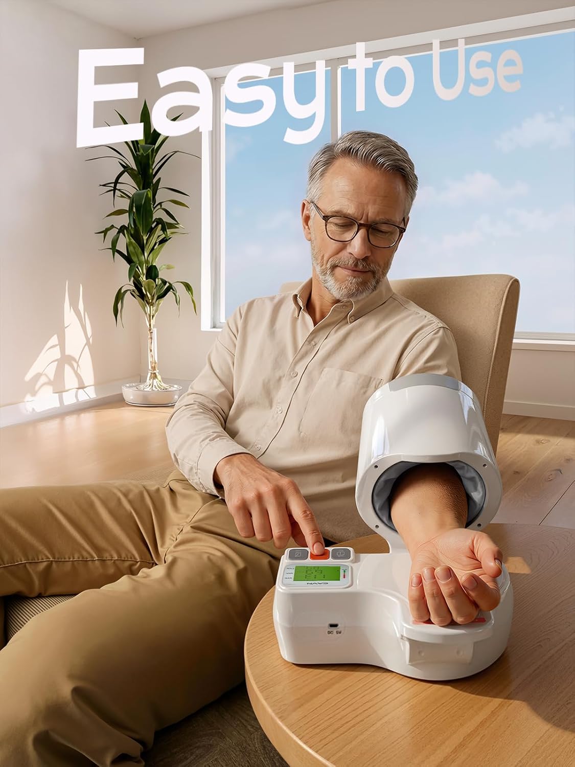 CAVN Blood Pressure Monitor, One-Touch Barrel-Type Upper Arm Blood Pressure Monitors for Home Use, No-Wrap Auto-Fit Design, Fits Arms 7.1
