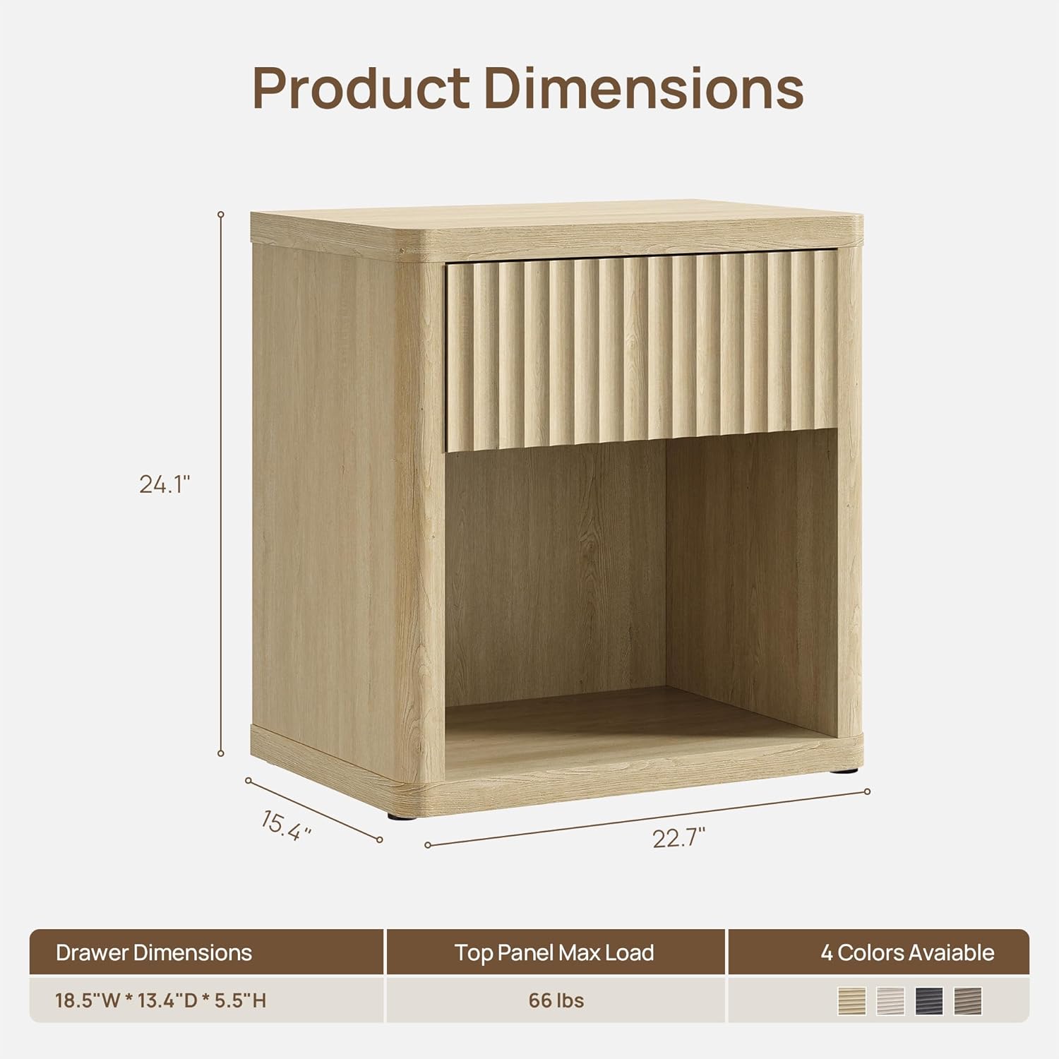 SICOTAS Night Stand with Large Drawer 24