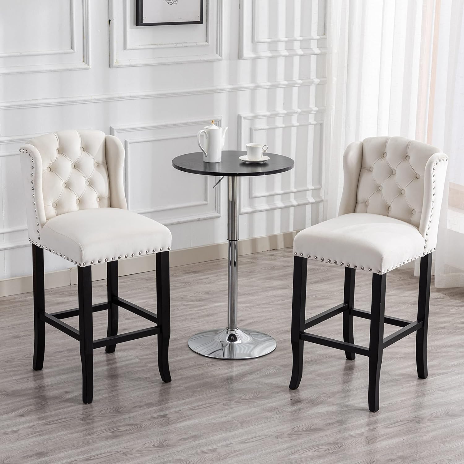 DUOMAY Modern Tufted Bar Stools Set of 2, 30