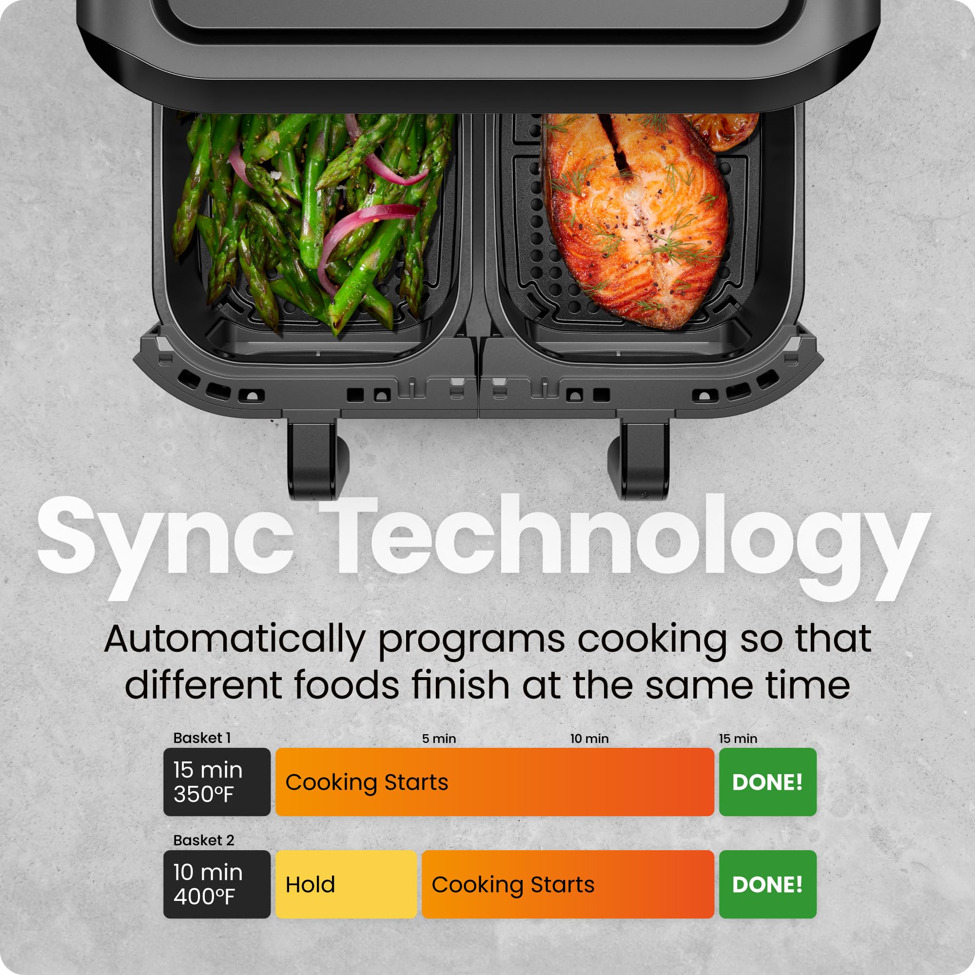 CHEFMAN 6 Quart Dual Basket Air Fryer Oven - Black