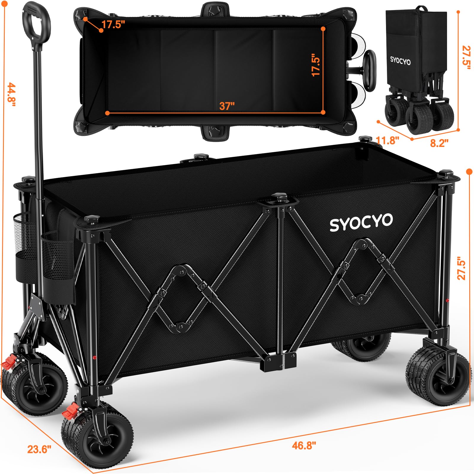 SYOCYO Collapsible Beach Wagon Cart - 570LBS Capacity