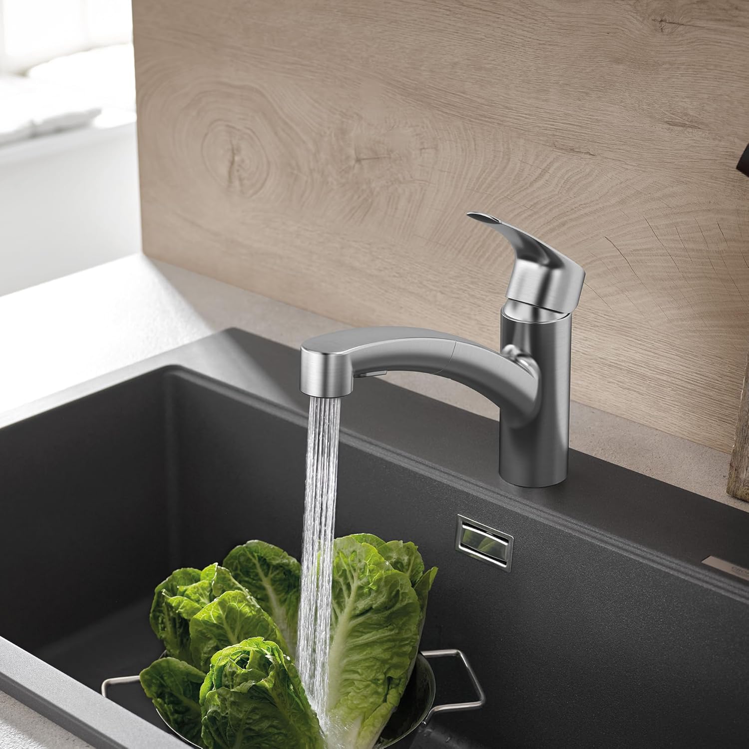 GROHE 30306DC1 Eurosmart Dual Spray Pull-Out Kitchen Faucet with Sprayer, 1.75 GPM, Supersteel (Stainless Steel)