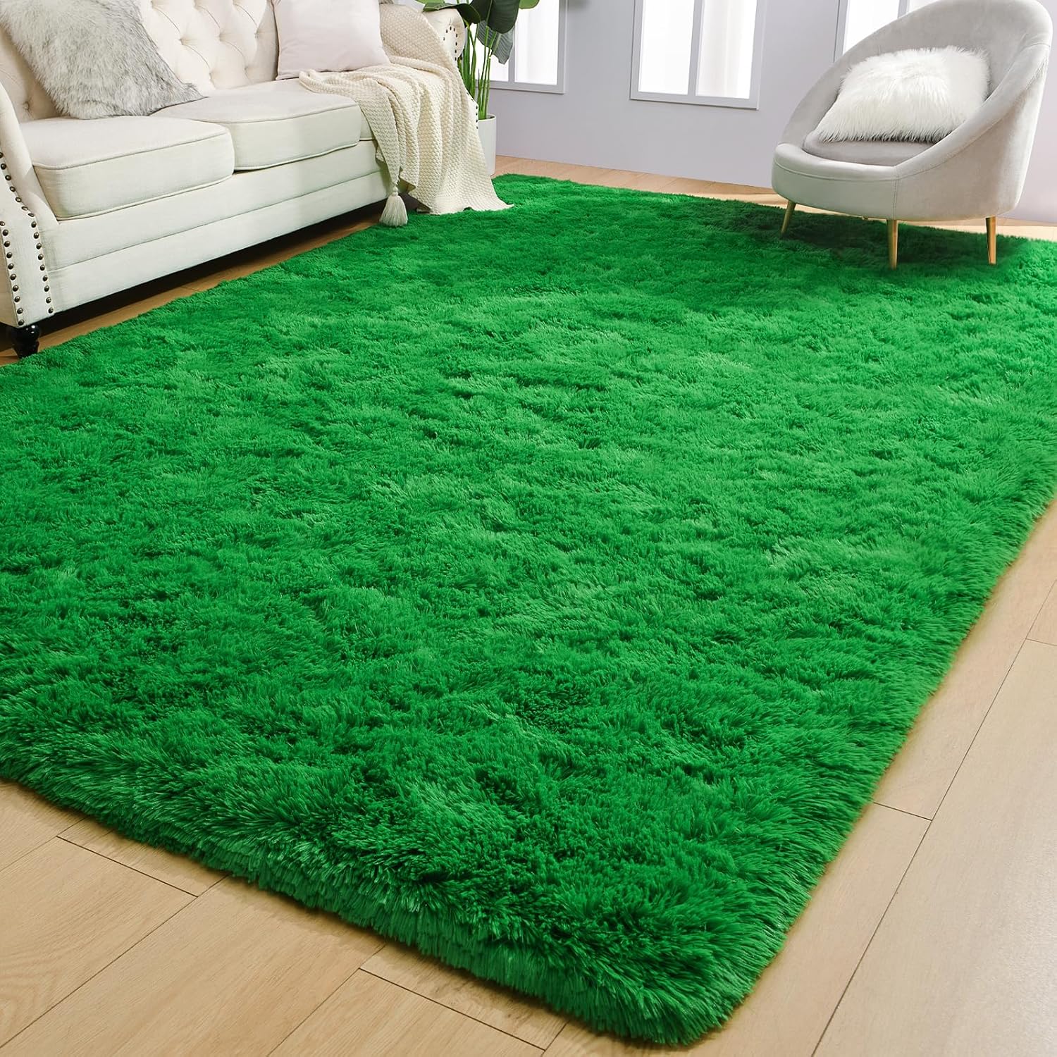 AROGAN 8x10 Feet Soft Large Area Rugs for Bedroom Plush Fluffy Rug, Shag Furry Area Rug Carpet Non Shedding for Hallways Nursery Children Kids Girls Room Home, Green