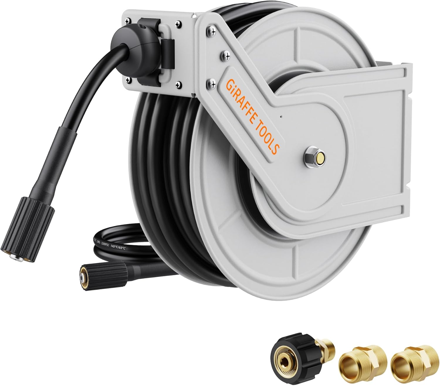 Giraffe Tools Pressure Washer Hose Reel 65ft, 1/4