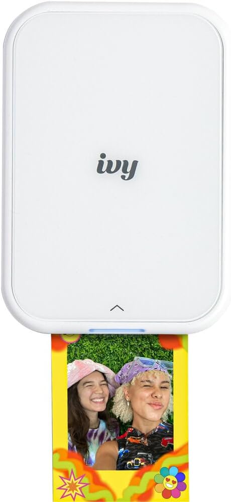 Canon Ivy 2 Mini Photo Printer Pure White, Bluetooth Portable Printer for iOS & Android, Zink 2x3 Sticky-Back Photo Prints, Compact Travel Size (5452C018) + 2 x Zink Photo Paper (50 Sheets) + More