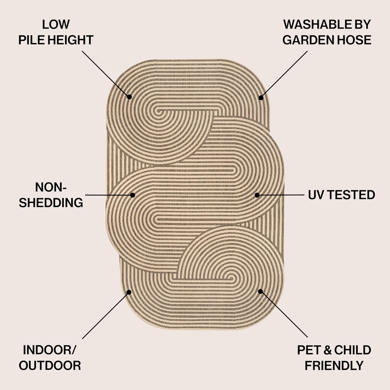 JONATHAN Y Geometric Arch Stripe Indoor Outdoor Area Rug 9X12 Beige/Brown, Margot Modern for Backyard, Patio, Porch, Easy-Cleaning, High Traffic, Pet-Friendly, Non-Shedding (SHP201A-9)