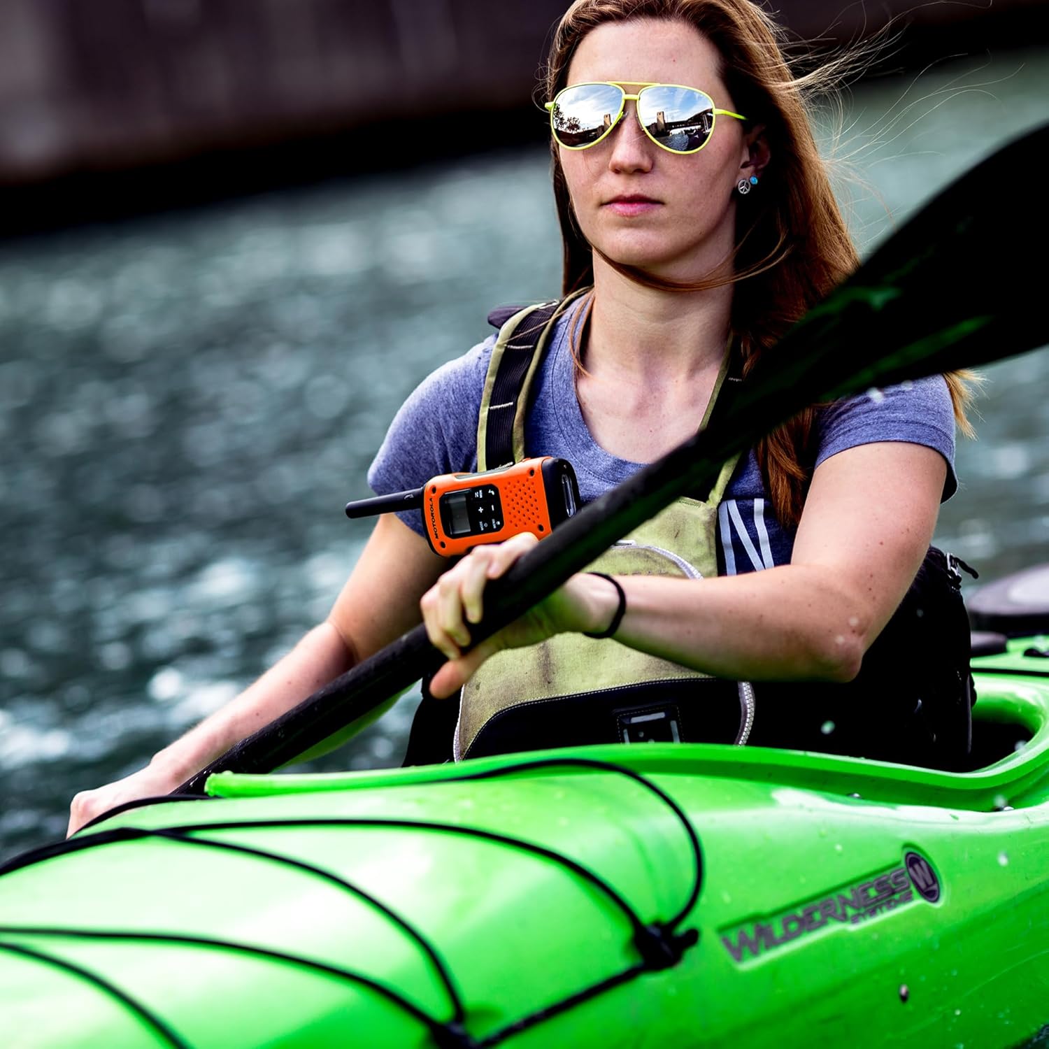 Motorola Solutions, Portable FRS, T605_H2O, Talkabout, Two Way Radios Waterproof Walkie Talkie Emergency Preparedness, Rechargeable, 22 Channel, 35 Mile, Orange W/Black, 2 Pack