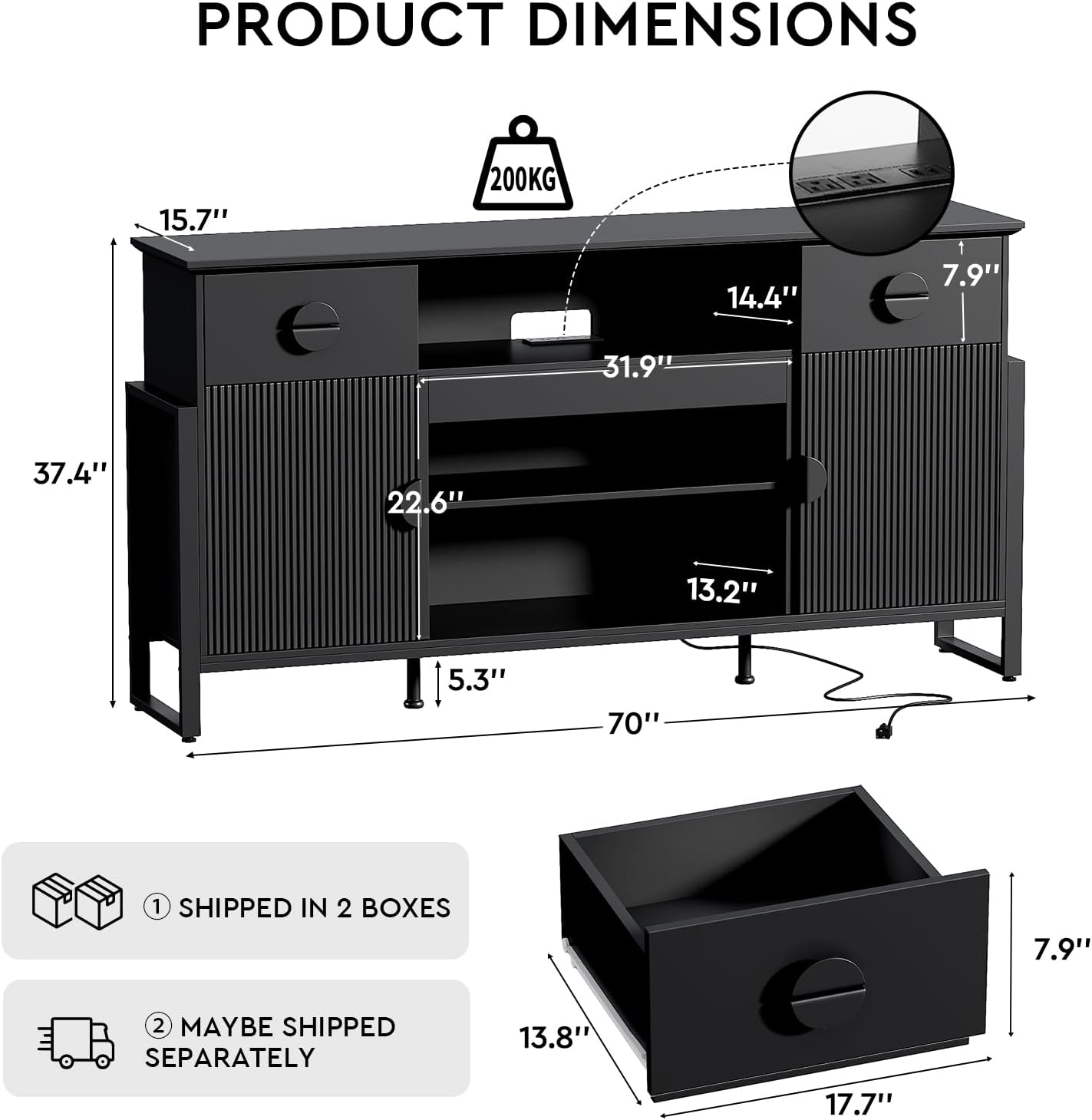 70 inch Modern Fluted TV Stand for TVs up to 80