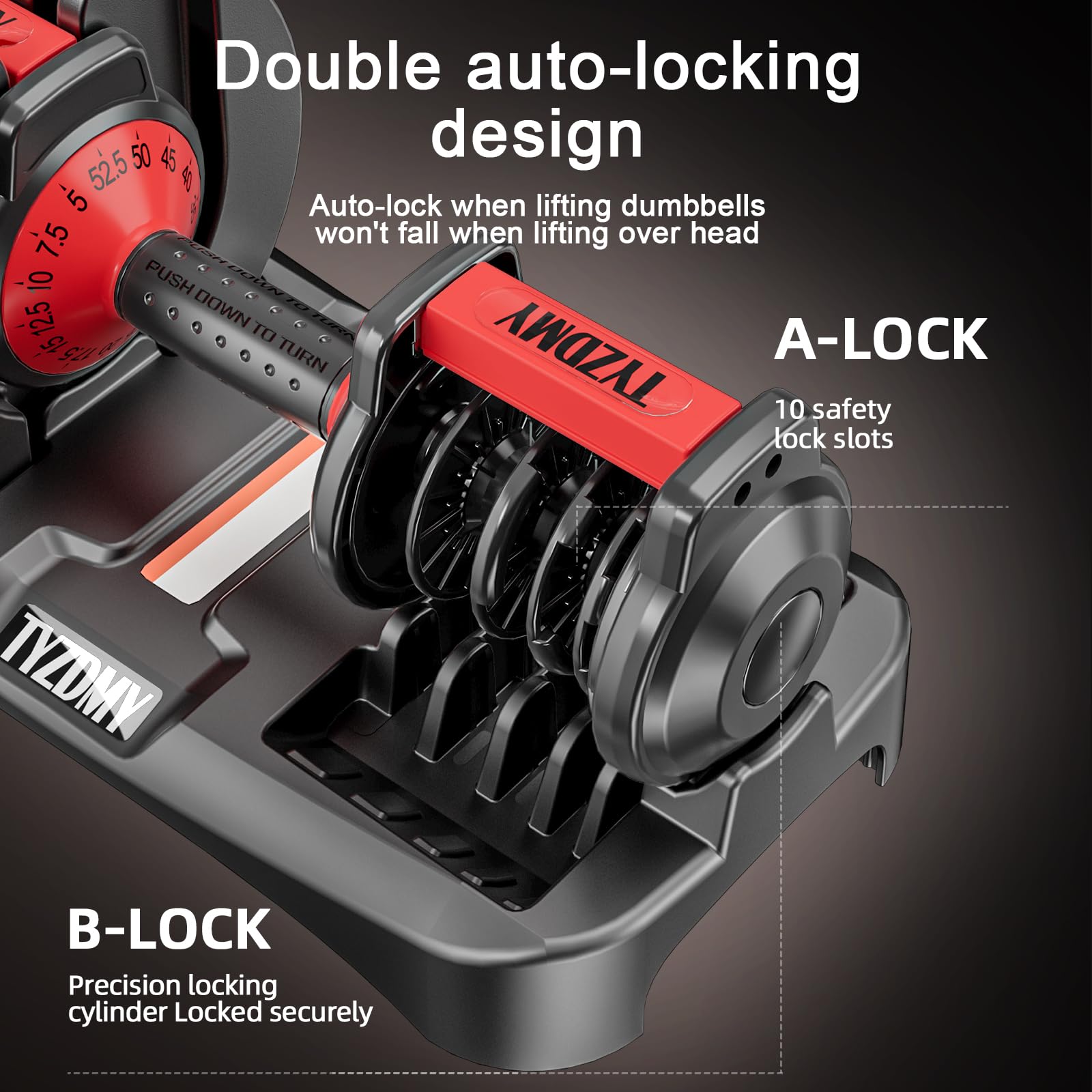 TYZDMY Adjustable Dumbbells Set 52.5 lbs - Free Weights Pair