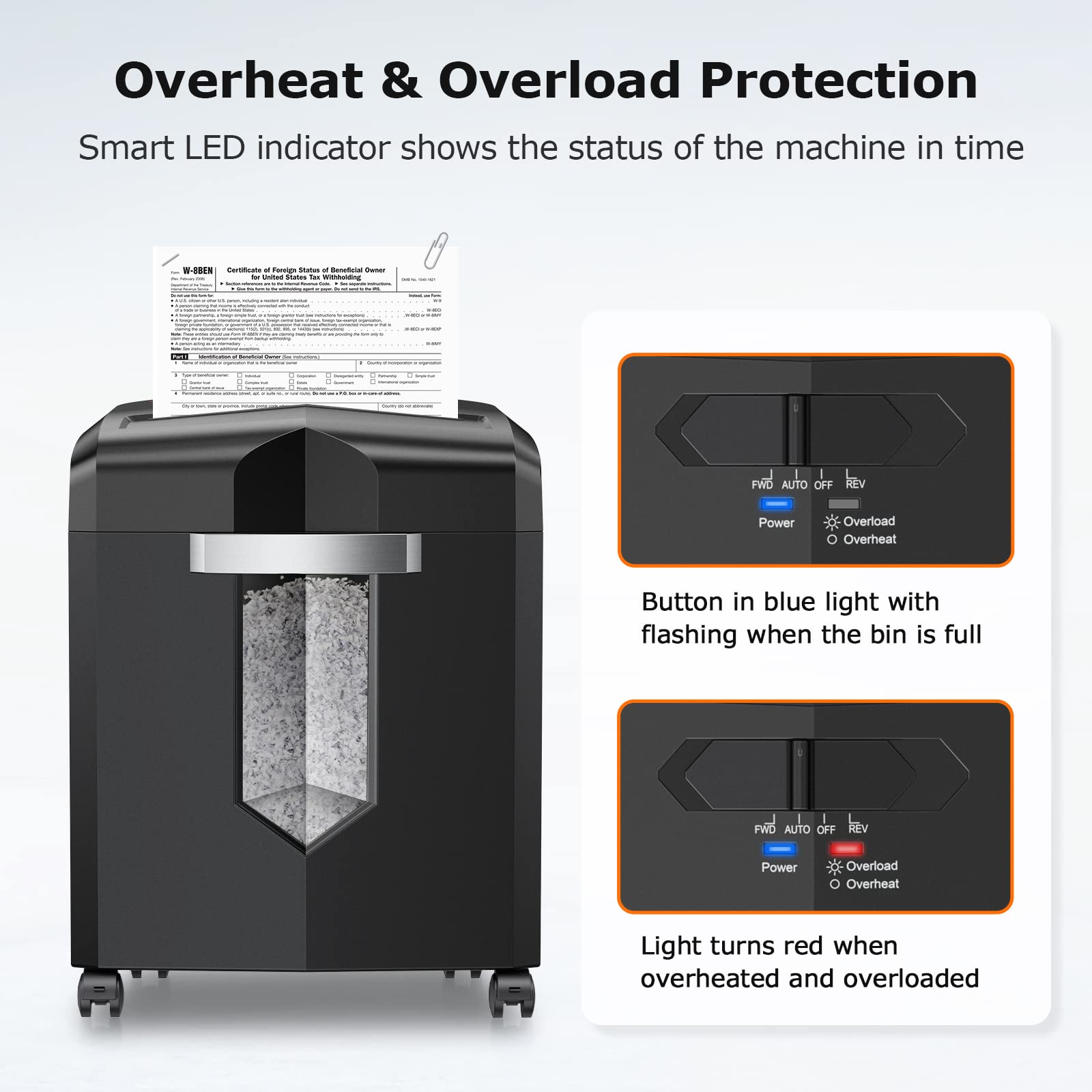 BONSAII 12-Sheet Micro Cut Shredder with Jam-Proof System