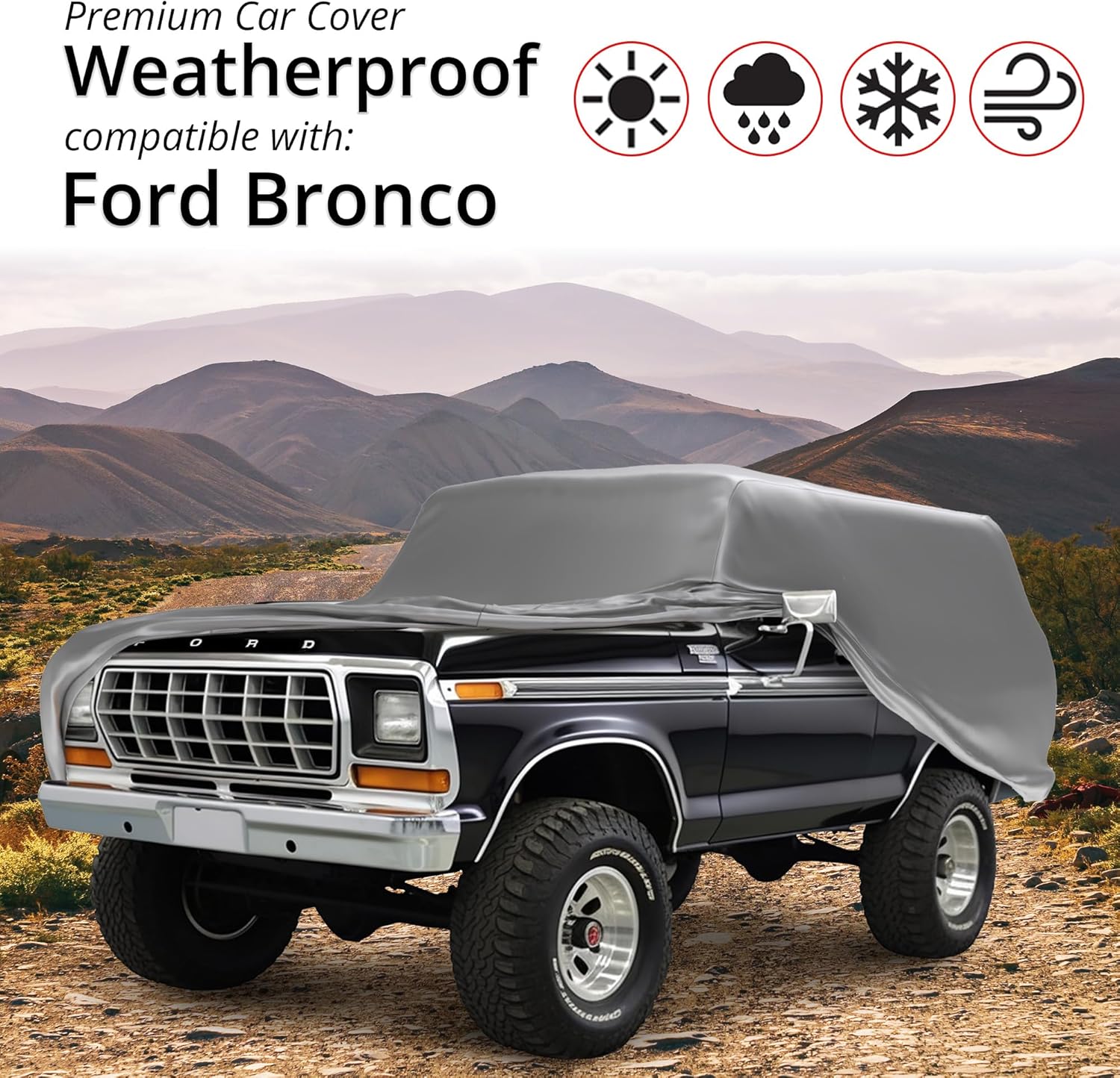 Weatherproof Max SUV Car Cover & Warranty Compatible with Ford 1987-1991 Bronco 4th Gen- Outdoor Cover Theft Cable Lock SUV Accessories Better Than Waterproof