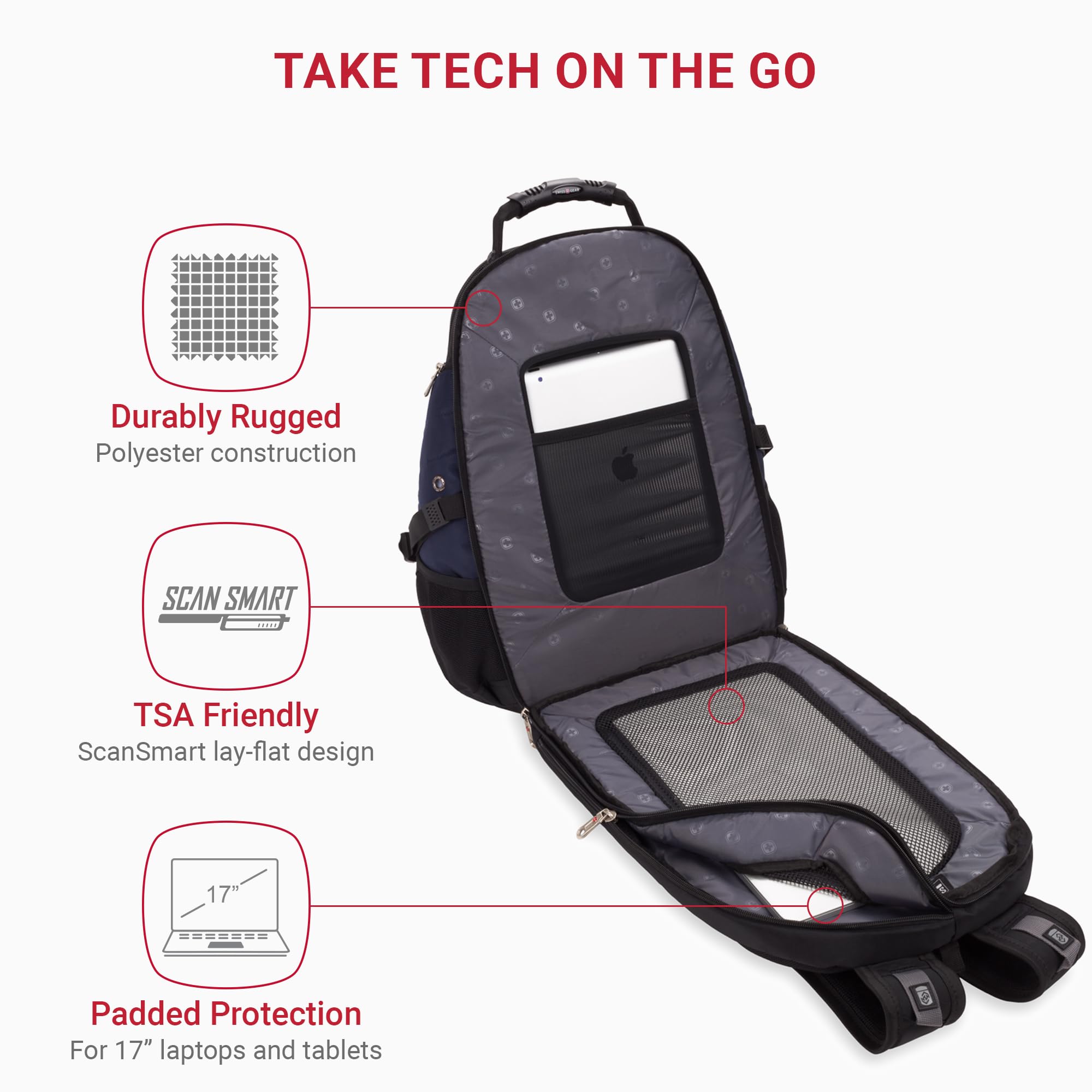 SWISSGEAR 1900 ScanSmart TSA Laptop Backpack - RFID, 17