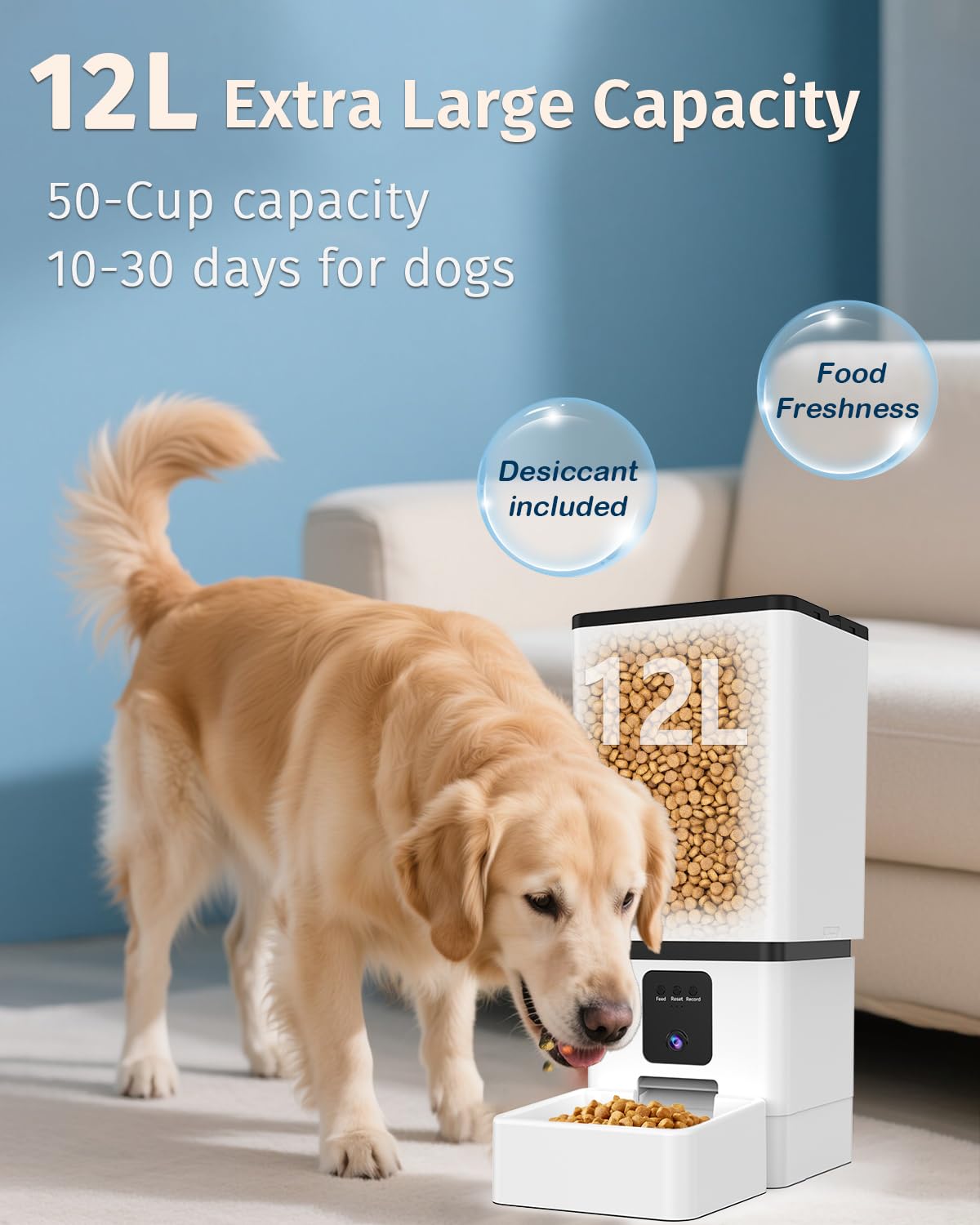 YAKRY Automatic Dog Feeder for Large Breeds with Camera