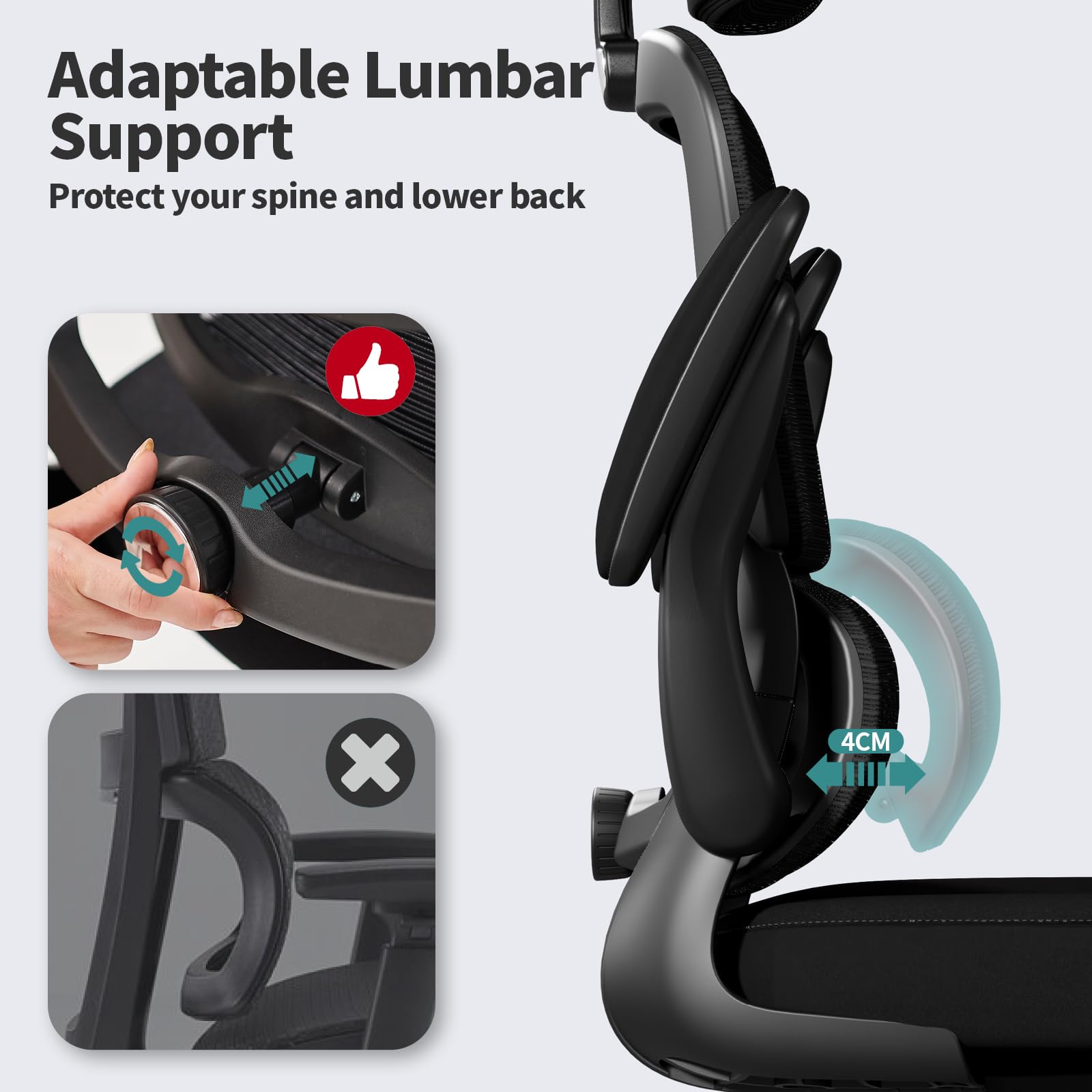 TRALT Ergonomic Office Chair with Wheels - 330 LBS Capacity