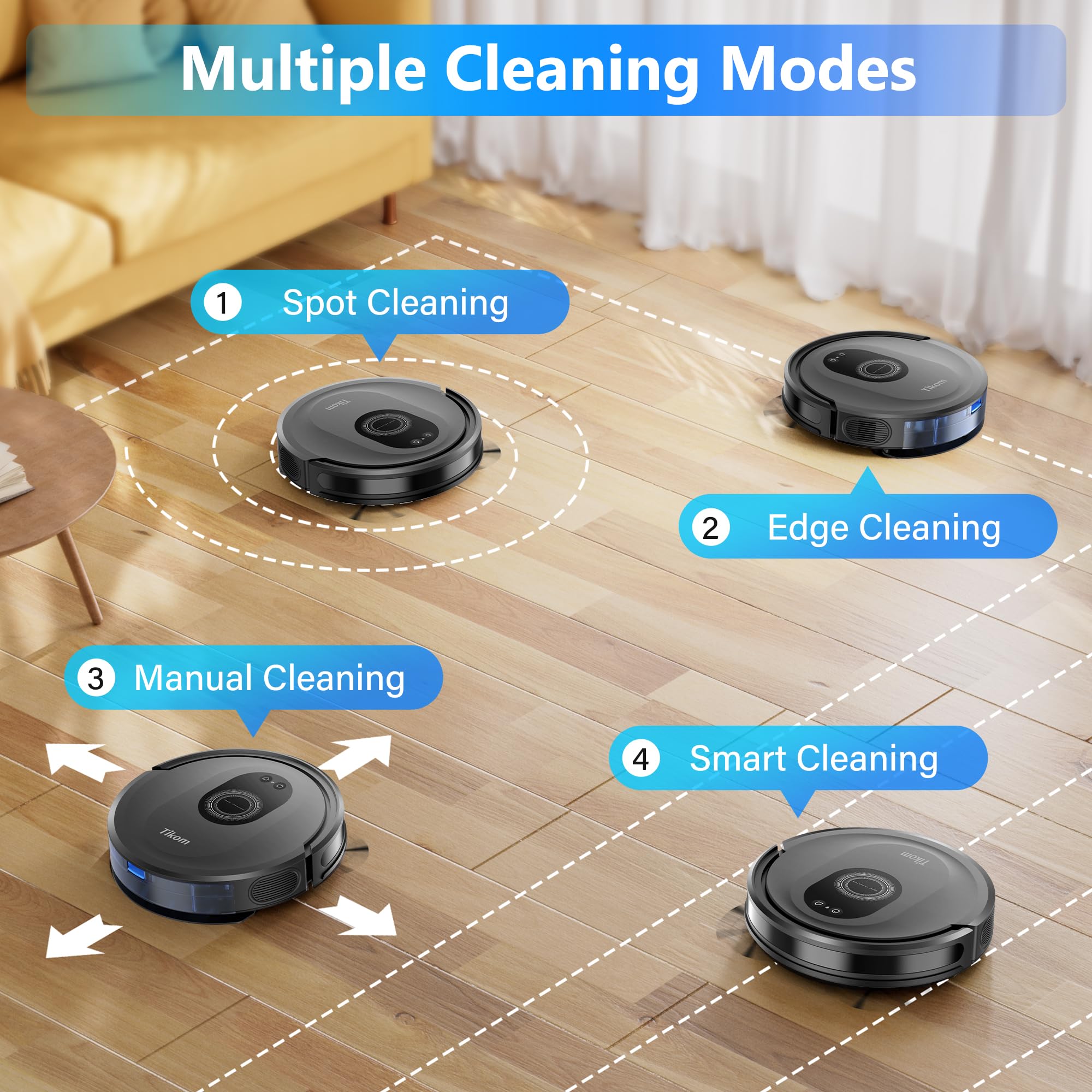 TIKOM G8000 Max Robot Vacuum & Mop Combo, 5000Pa
