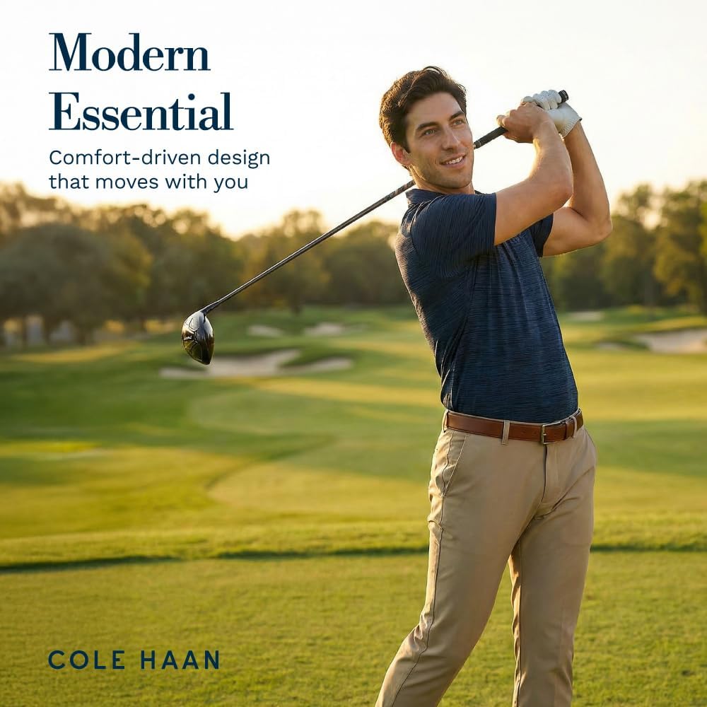 Cole Haan Founders Golf Polo Shirts for Men - Light, Breathable Mélange Knit with Coolcore Technology and a Heathered Finish