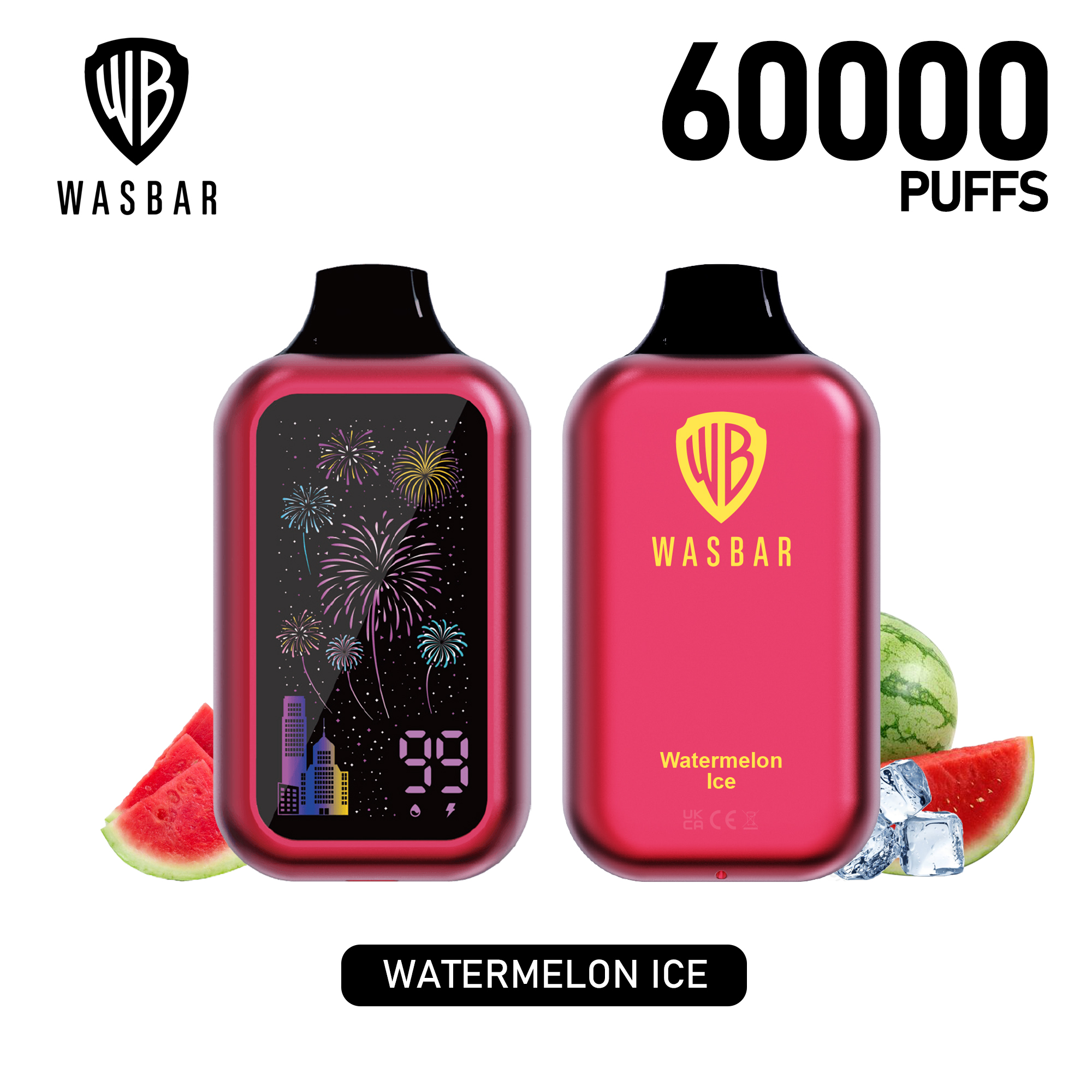 EU Warehouse WASBAR 60000 Puffs 60K Disposable Vape with Digital Display Einweg Vape