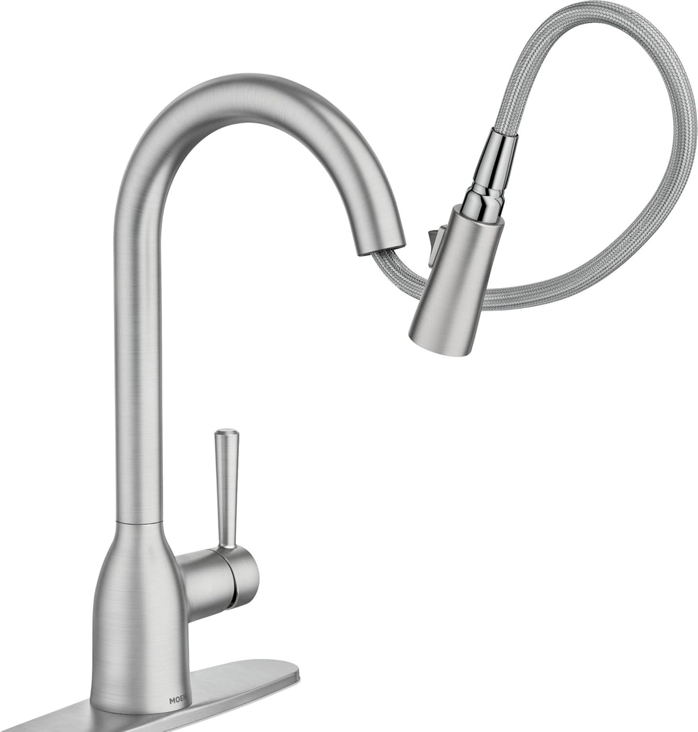 Moen Adler Spot Resist Stainless One-Handle High Arc Pulldown Kitchen Faucet with Power Clean, 87233SRS