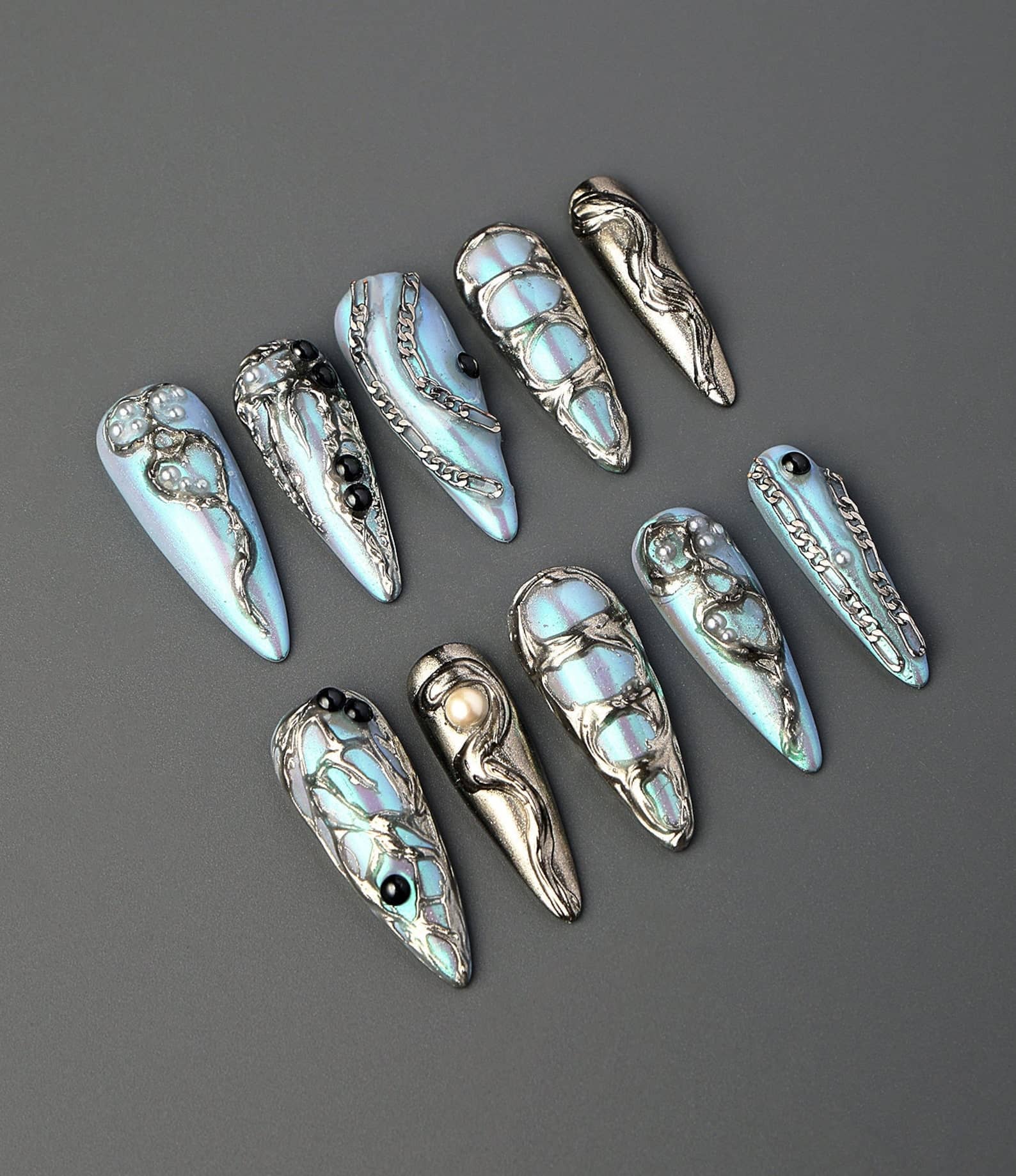 Mysterious Blue Goths Press On NailsMysterious Blue Goths Press On Nails - SAYEGIRLS