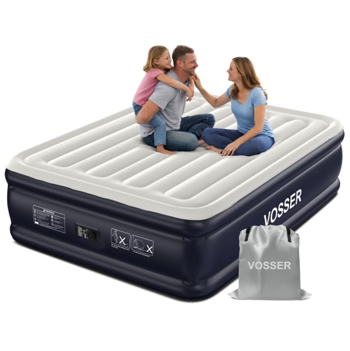 VOSSER Air Mattress Queen with Built-in Pump and 800lbs Support