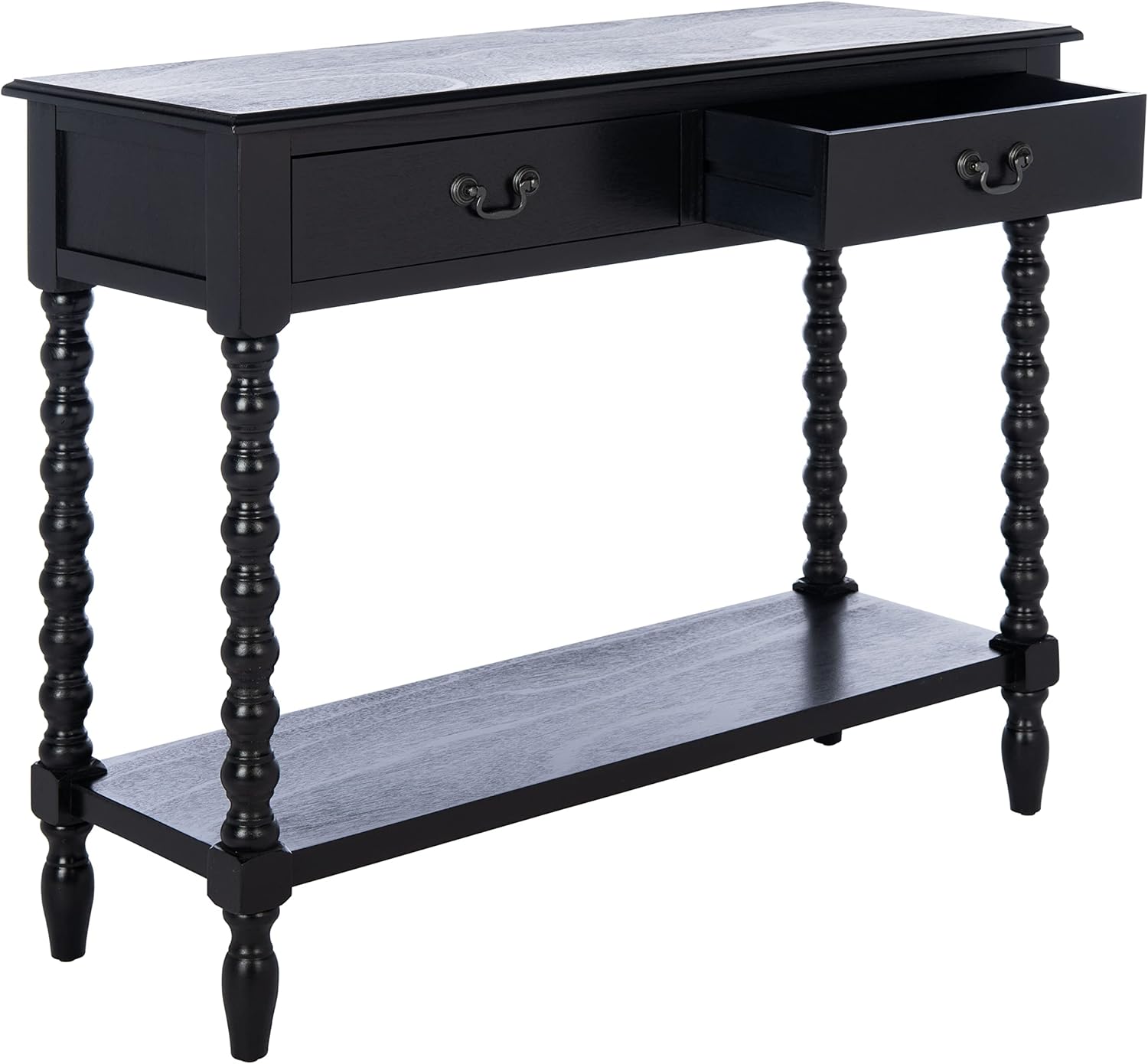 SAFAVIEH Furniture - Athena 2-Drawer Console Table - Black - Solid Wood - Farmhouse Classic Design - Ideal for Entryway, Living Room, Hallway, 35.5