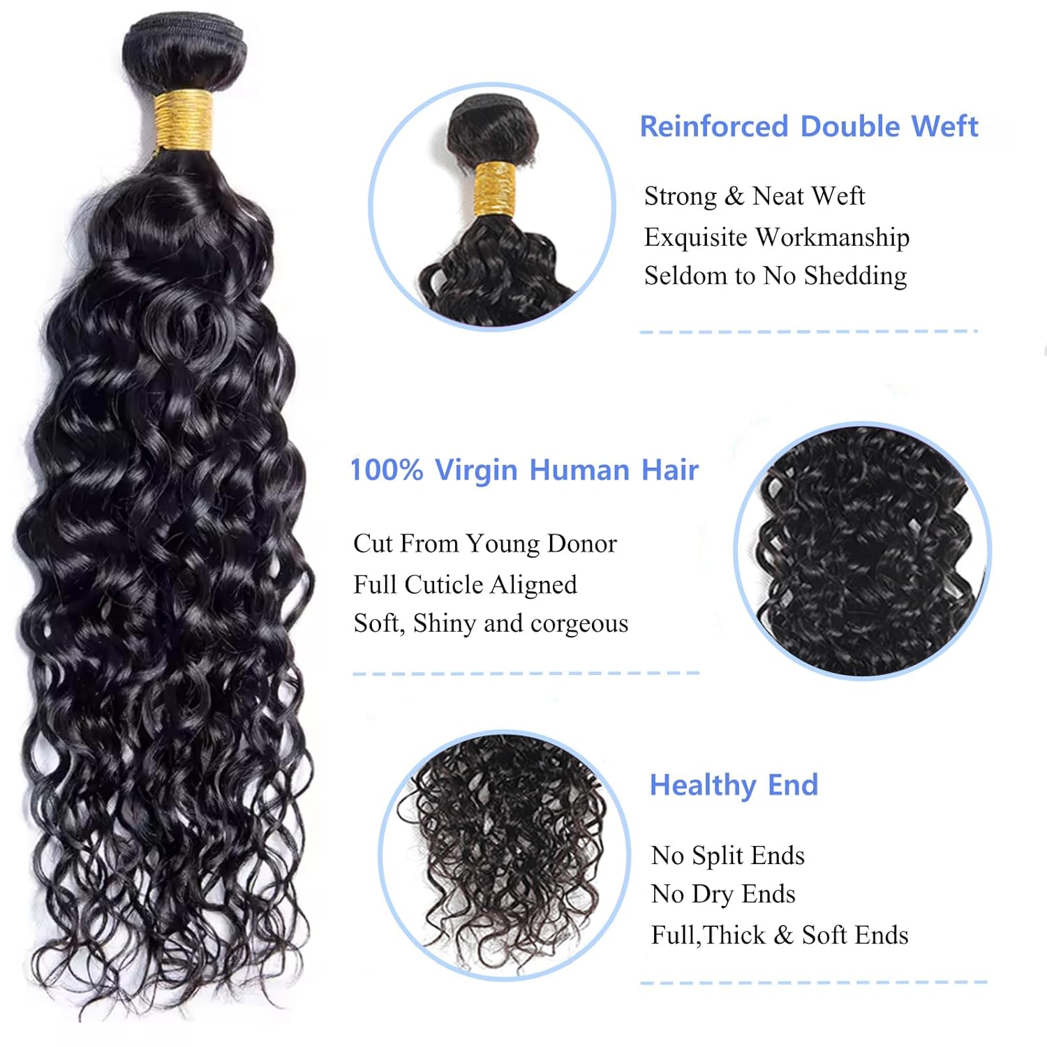 Water Wave Human Hair Bundles 20 22 24 Inch 12A Curly Bundles Human Hair 100% Unprocessed Brazilian Virgin 3 Bundles Wet and Wavy Weave Extensions