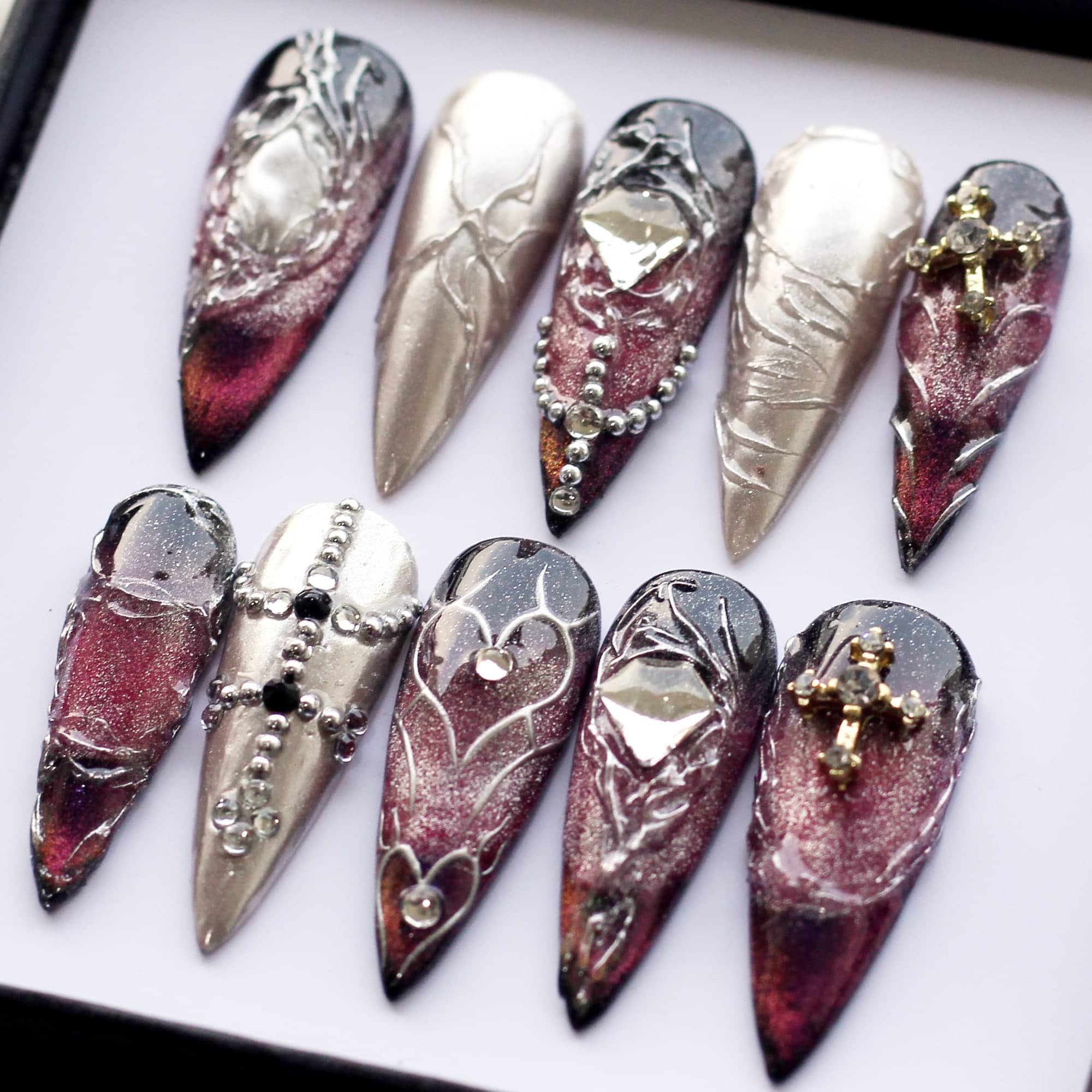 Gothic Cat Eye Mystique Press On NailsGothic Cat Eye Mystique Press On Nails - SAYEGIRLS