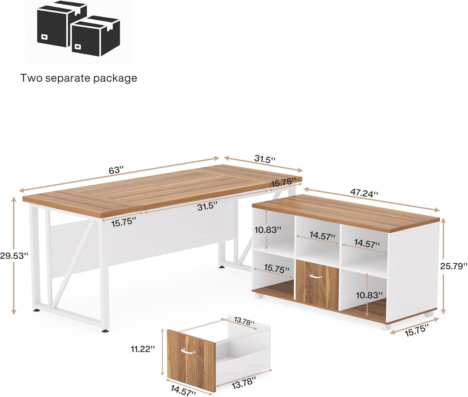 Tribesigns 63 inches Executive Desk and 47