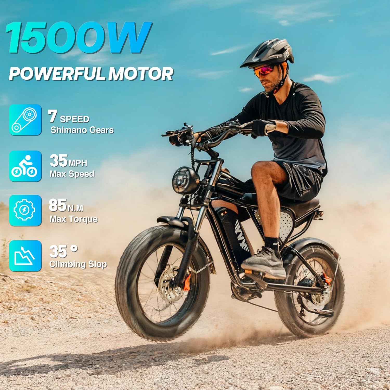 YVY 1500W Peak Electric Bike for Adults, 35MPH Top Speed 48V 20Ah Battery eBike, UL2849 Certified Mountain e-Bike for Hill Climbing, 20
