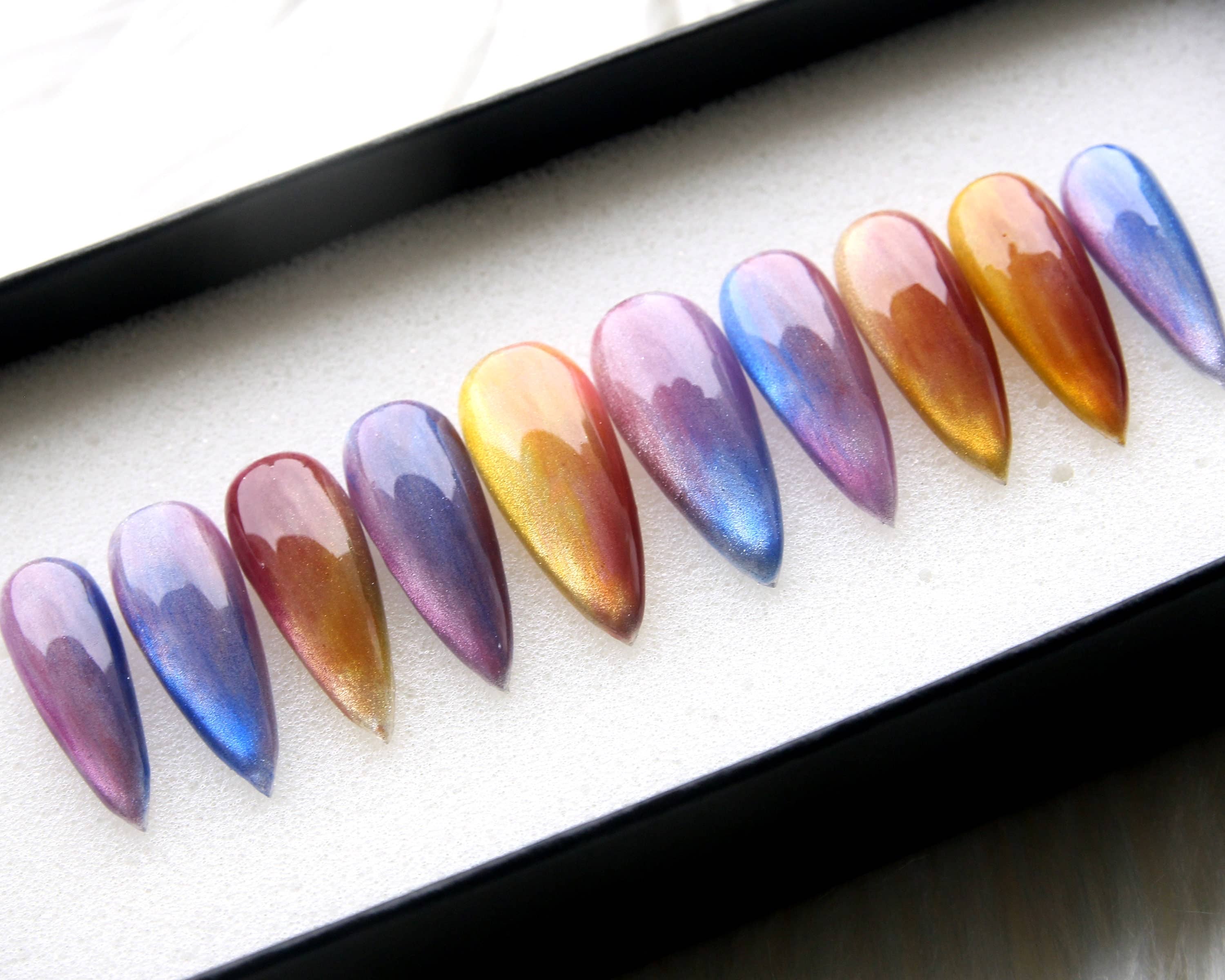 Sunset Cat Eyes Press On NailsSunset Cat Eyes Press On Nails - SAYEGIRLS
