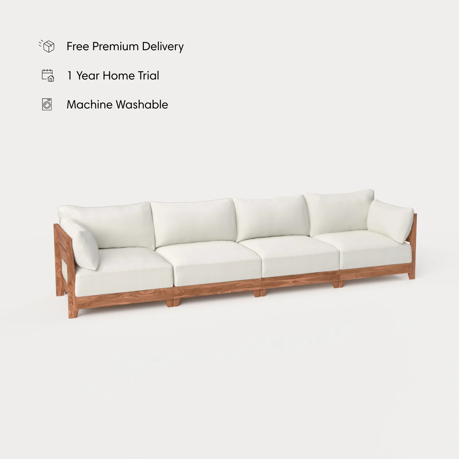 Dwell™ Modular Teak Outdoor 4-Seater Sofa | Classic Canvas in Cloud