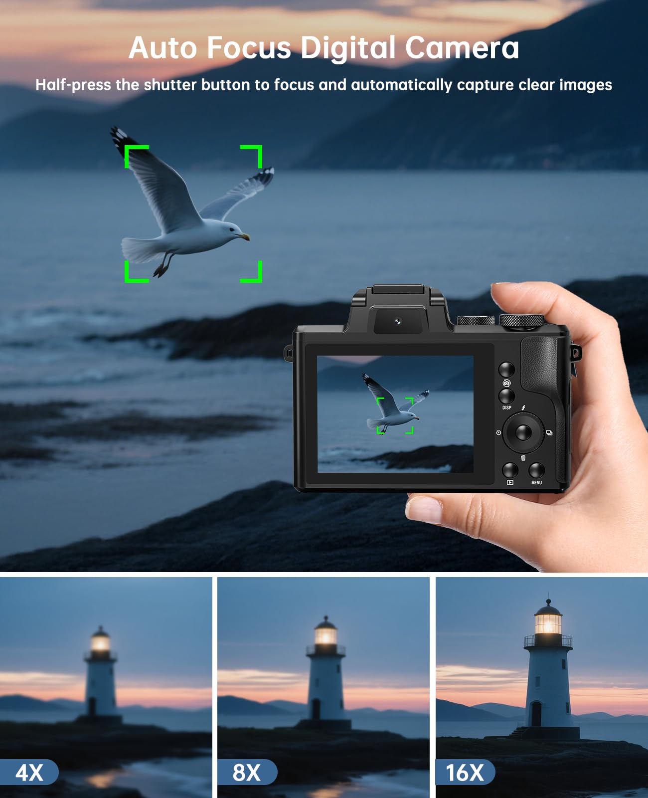 XNSIAKXA 8K Professional Digital Camera with 16X Zoom & WiFi
