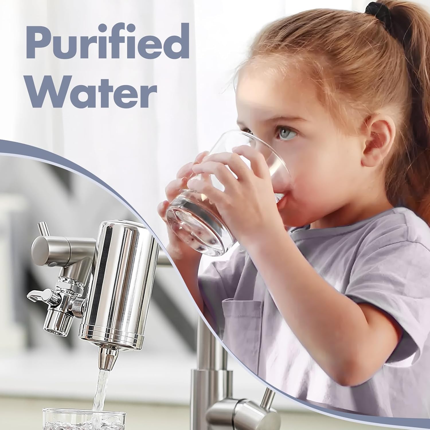 AIMADI Kitchen Faucet with Water Filter and Pull Down Sprayer, Brushed Nickel Stainless Steel Single Handle Kitchen Sink Faucet for Drinking Water, Farmhouse, RV, Utility or Laundry Sink