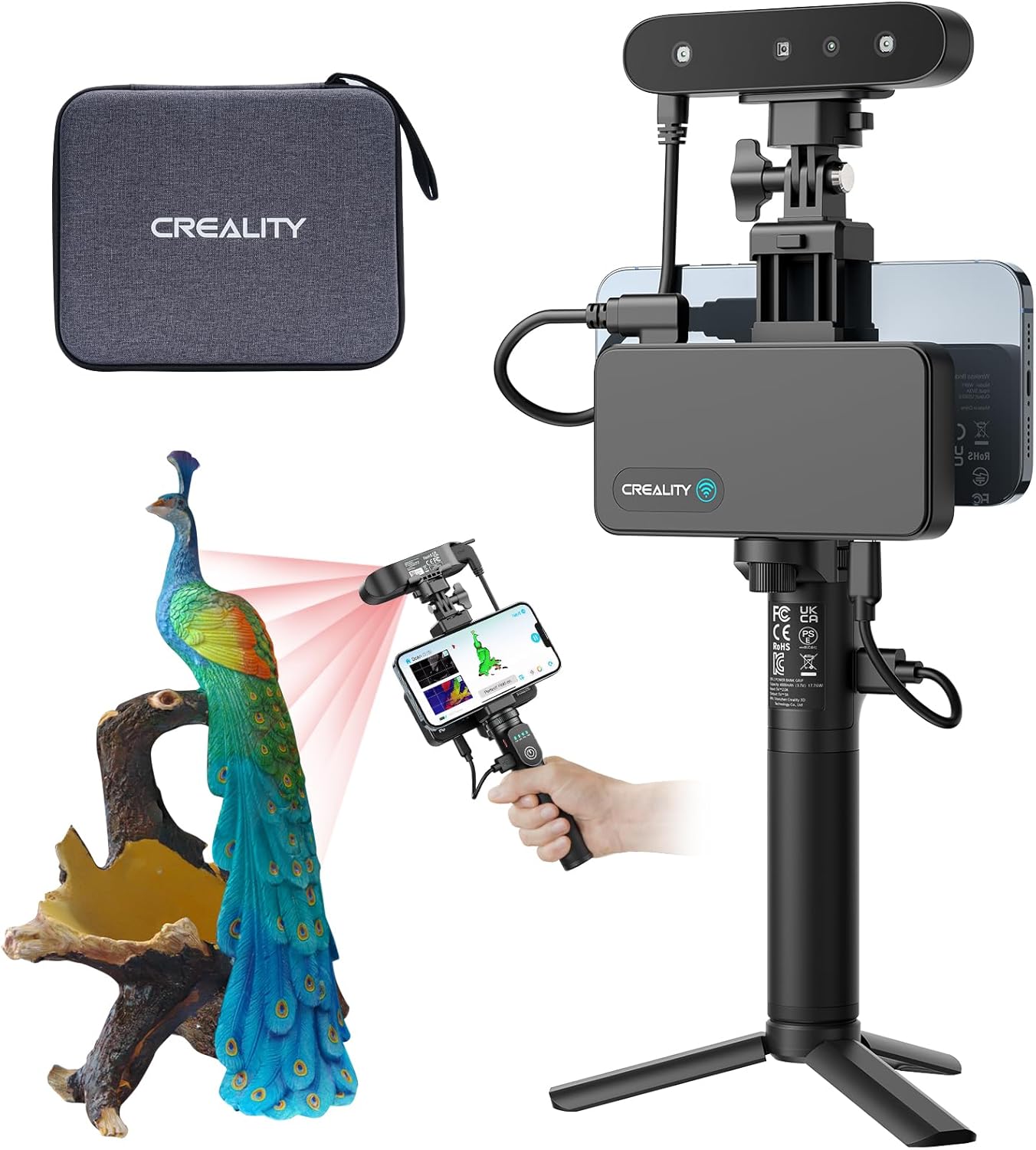 Creality 3D Scanner CR-Scan Ferret Pro for 3D Printing, Upgrade Handheld Scanner with Wireless Scanning Anti-Shake Tracking, Fast Full-Color Scan, 0.1mm Accuracy for iOS/Android Phone PC Win 10/11
